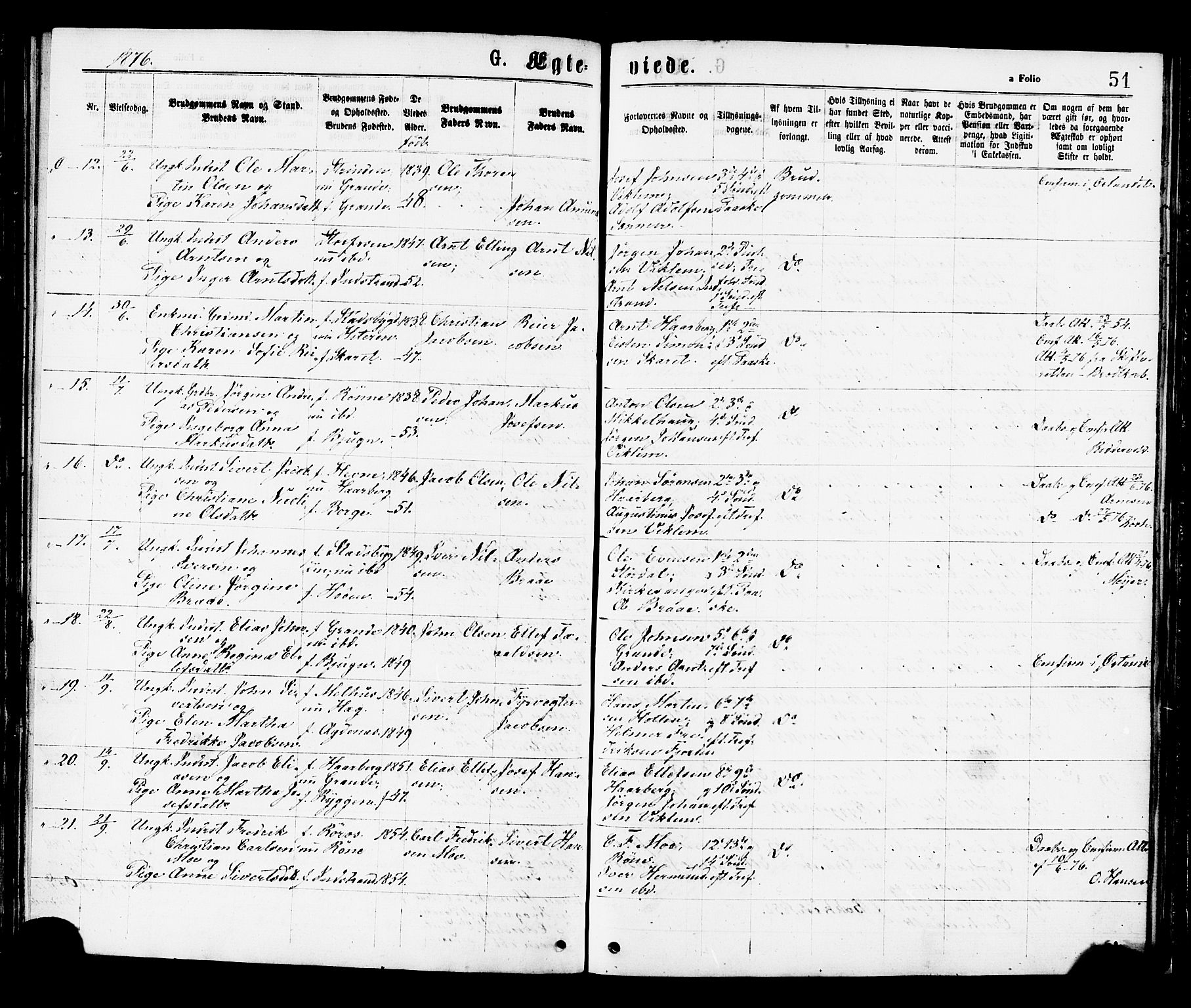 Ministerialprotokoller, klokkerbøker og fødselsregistre - Sør-Trøndelag, SAT/A-1456/659/L0738: Parish register (official) no. 659A08, 1876-1878, p. 51a