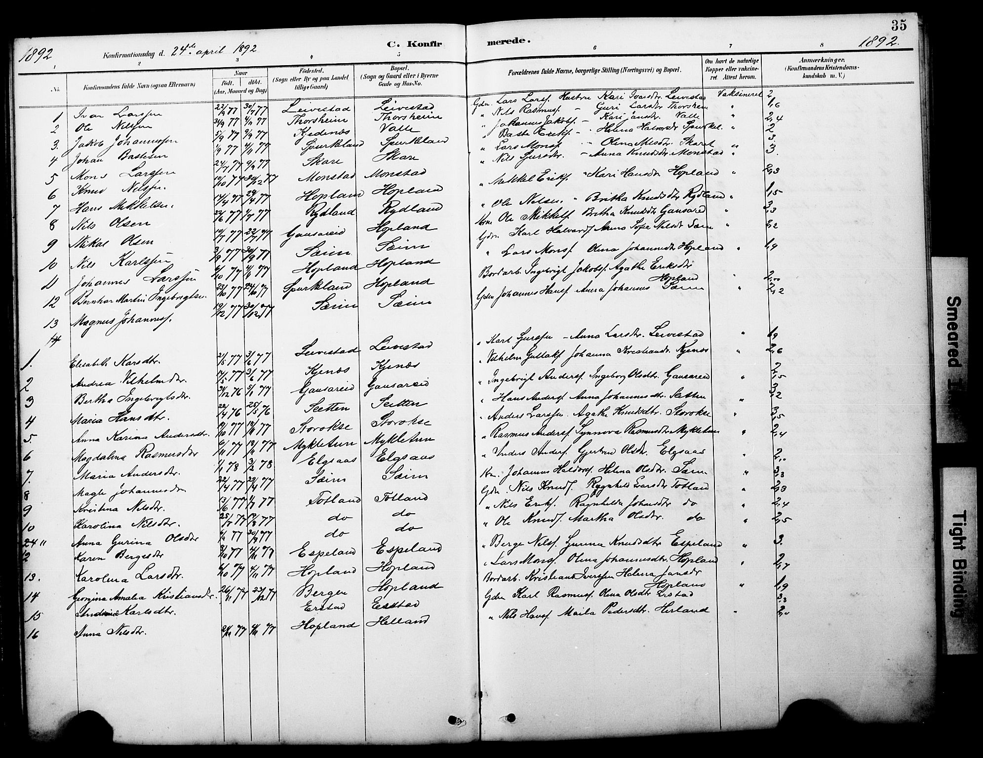 Alversund Sokneprestembete, SAB/A-73901/H/Ha/Hab: Parish register (copy) no. D 3, 1890-1908, p. 35