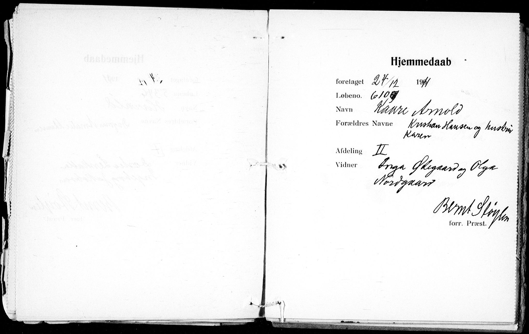 Ullevål sykehus prestekontor Kirkebøker, AV/SAO-A-10542a/K/Ka/L0001: Baptism register no. 1, 1906-1914