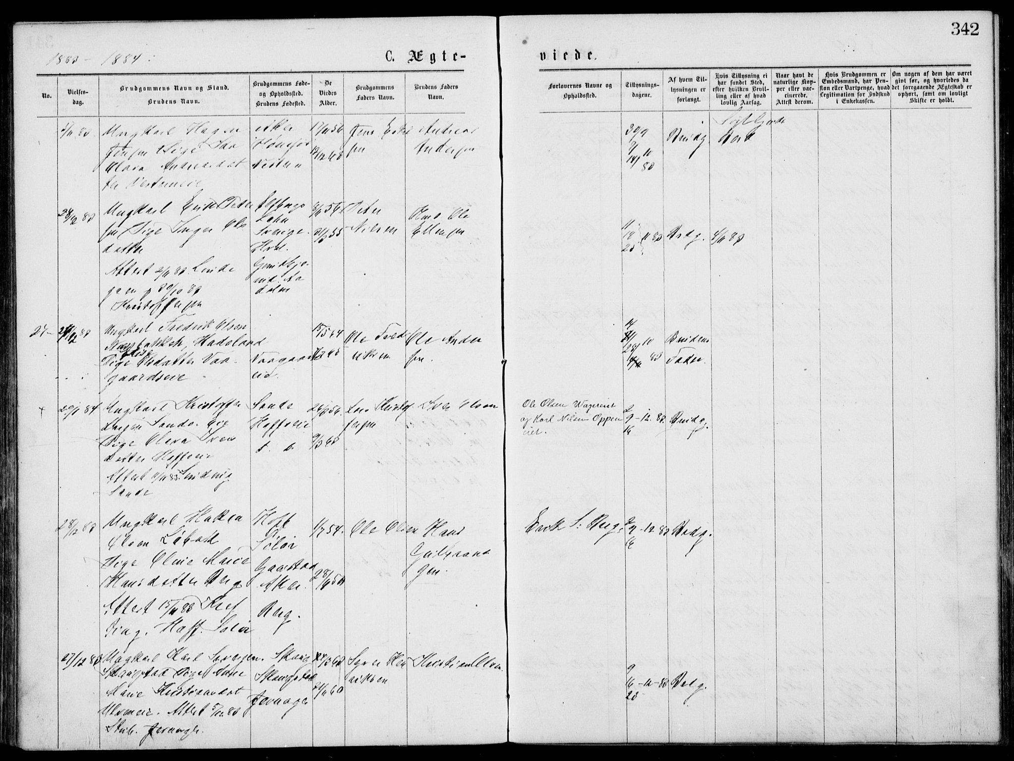 Norderhov kirkebøker, SAKO/A-237/G/Gb/L0001: Parish register (copy) no. II 1, 1876-1899, p. 342