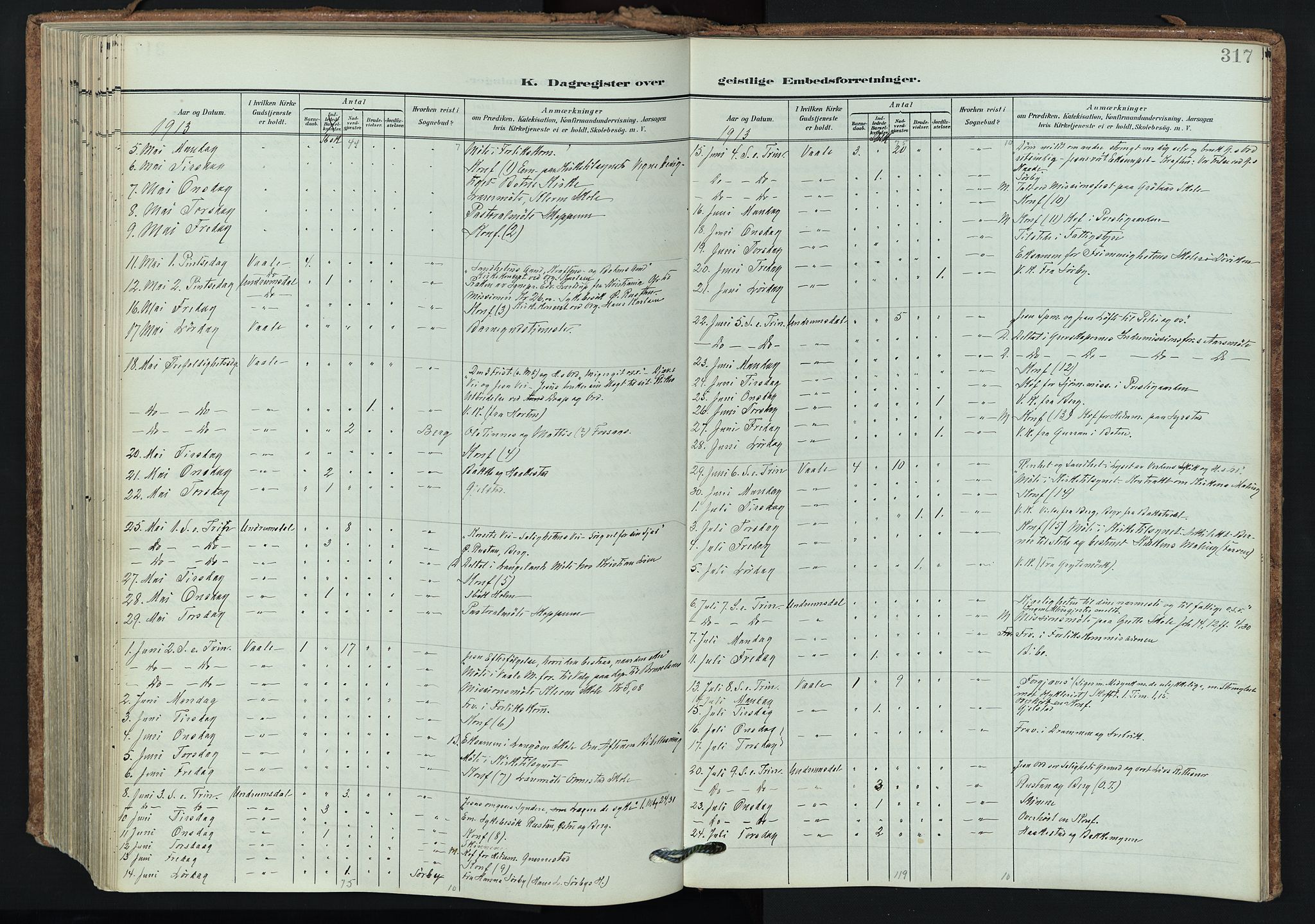 Våle kirkebøker, AV/SAKO-A-334/F/Fa/L0012: Parish register (official) no. I 12, 1907-1934, p. 317