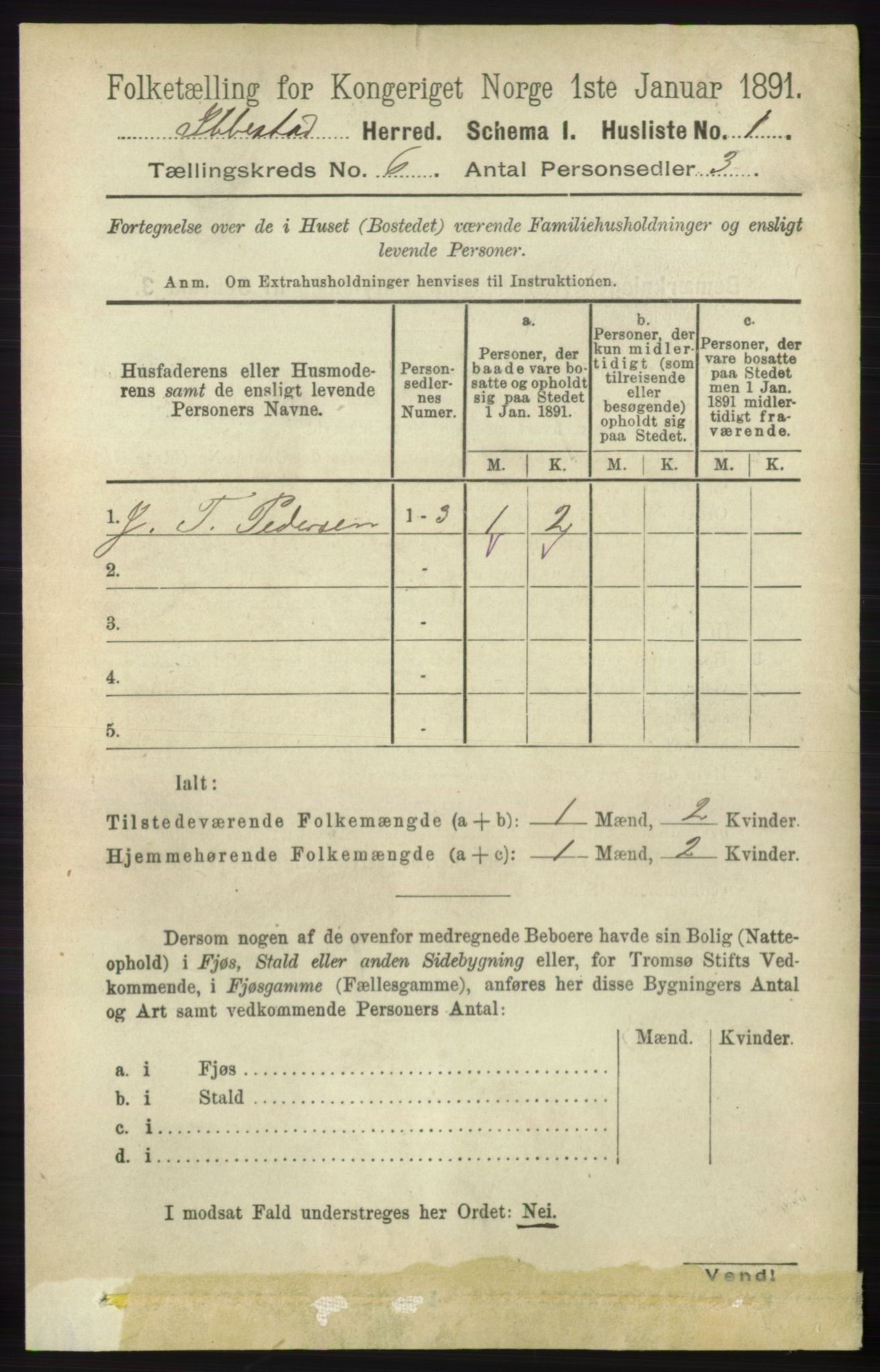 RA, 1891 census for 1917 Ibestad, 1891, p. 3485