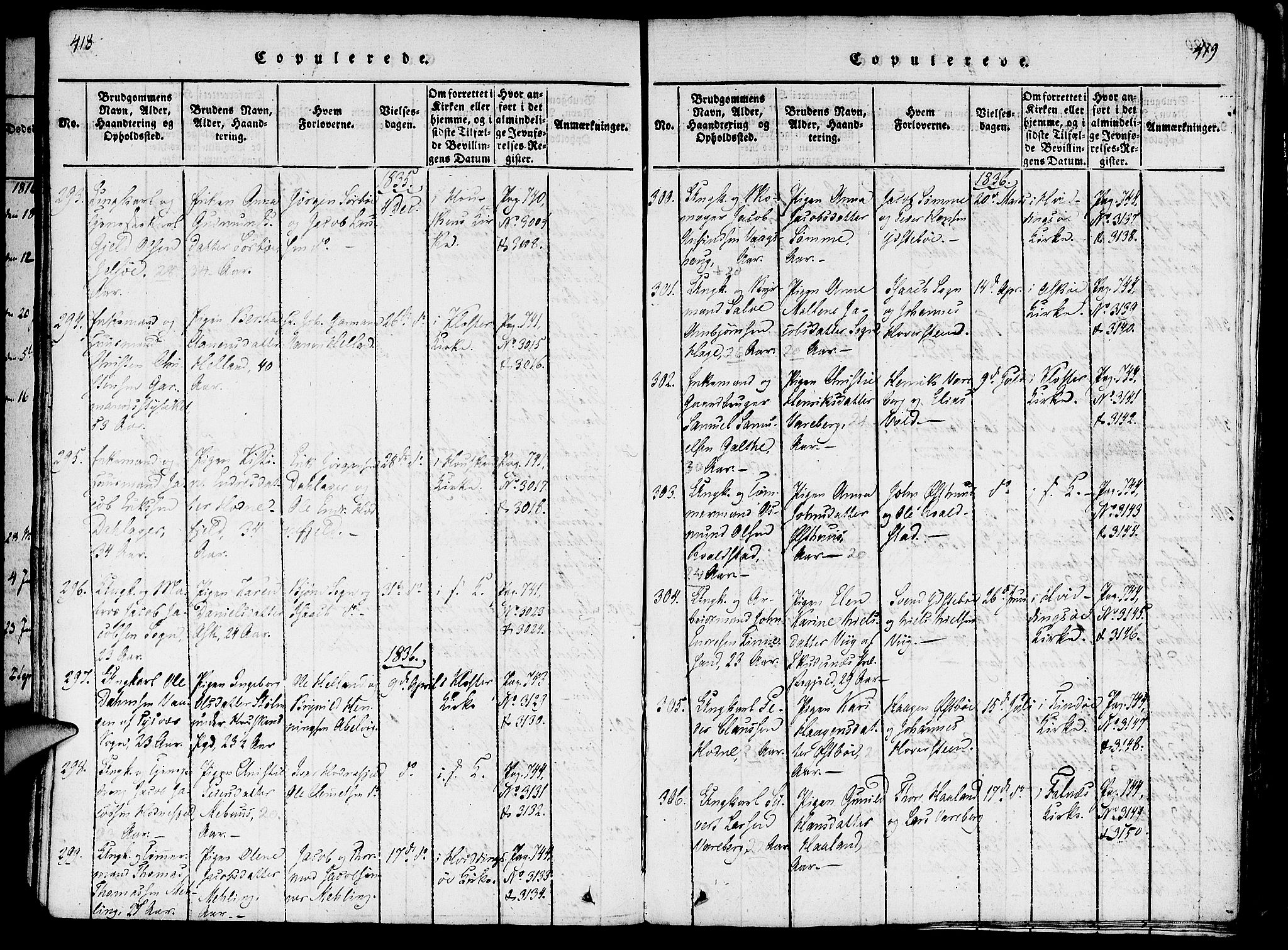 Rennesøy sokneprestkontor, SAST/A -101827/H/Ha/Haa/L0004: Parish register (official) no. A 4, 1816-1837, p. 418-419