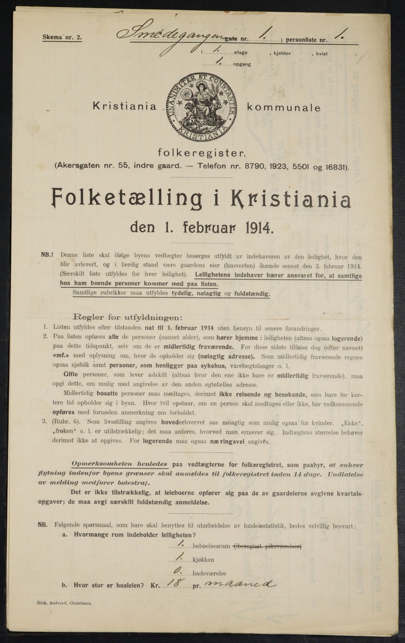 OBA, Municipal Census 1914 for Kristiania, 1914, p. 96948