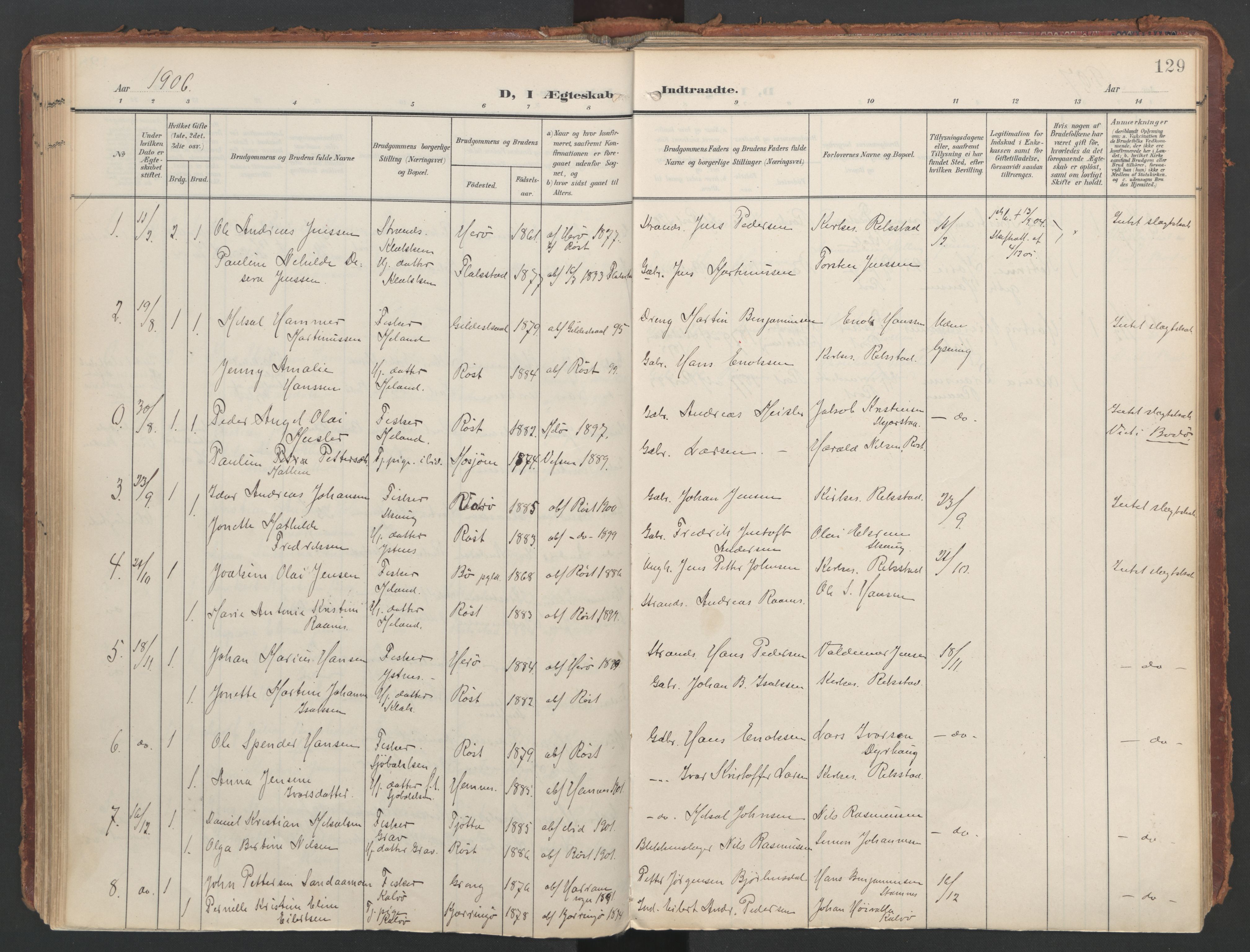 Ministerialprotokoller, klokkerbøker og fødselsregistre - Nordland, AV/SAT-A-1459/808/L0129: Parish register (official) no. 808A02, 1903-1931, p. 129