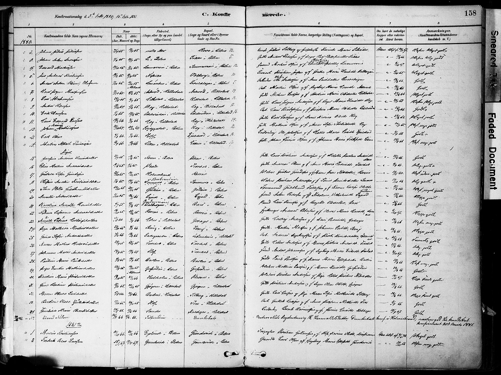 Botne kirkebøker, SAKO/A-340/F/Fa/L0007: Parish register (official) no. I 7, 1878-1910, p. 158