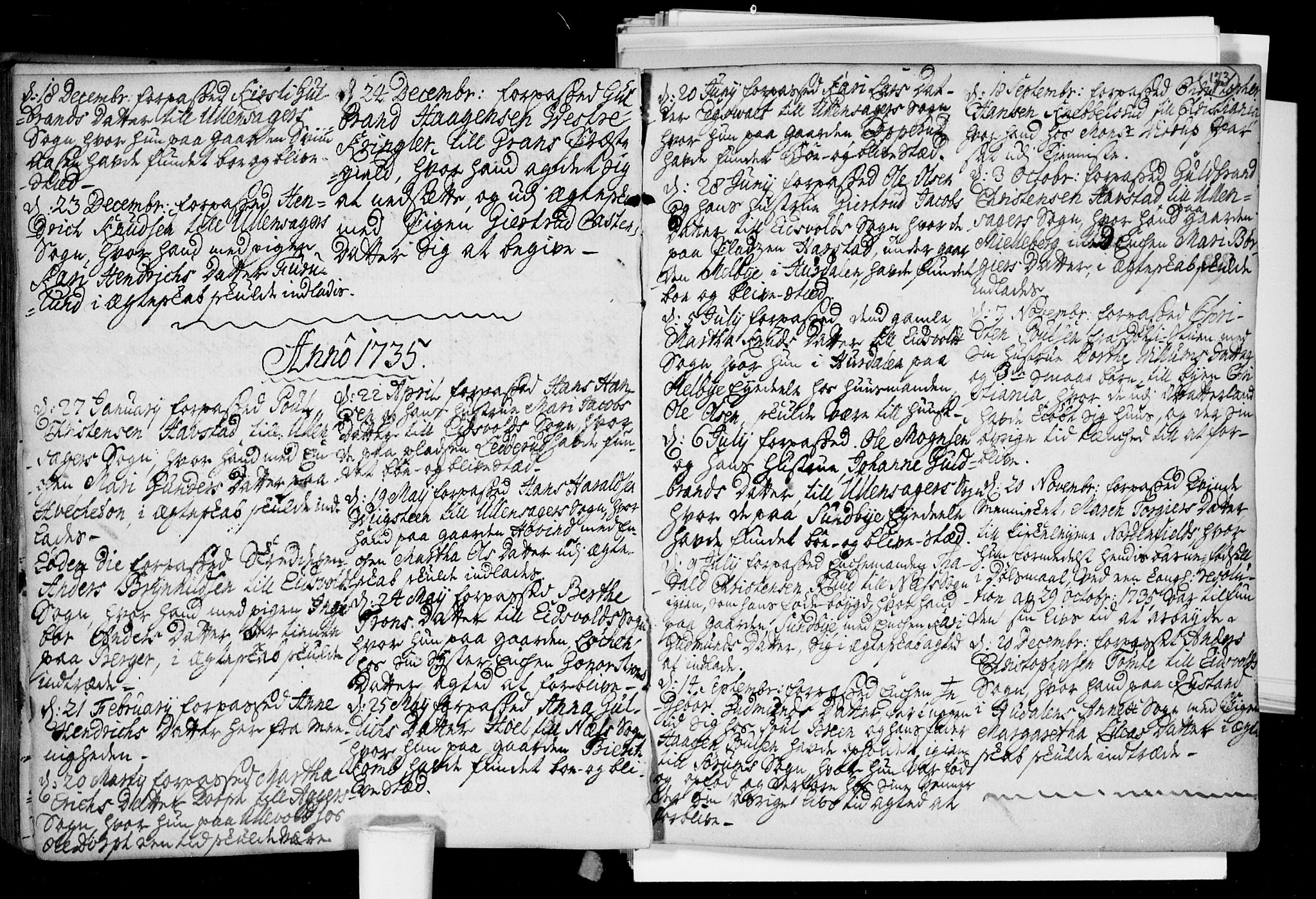 Nannestad prestekontor Kirkebøker, SAO/A-10414a/F/Fa/L0005: Parish register (official) no. I 5, 1729-1738, p. 173