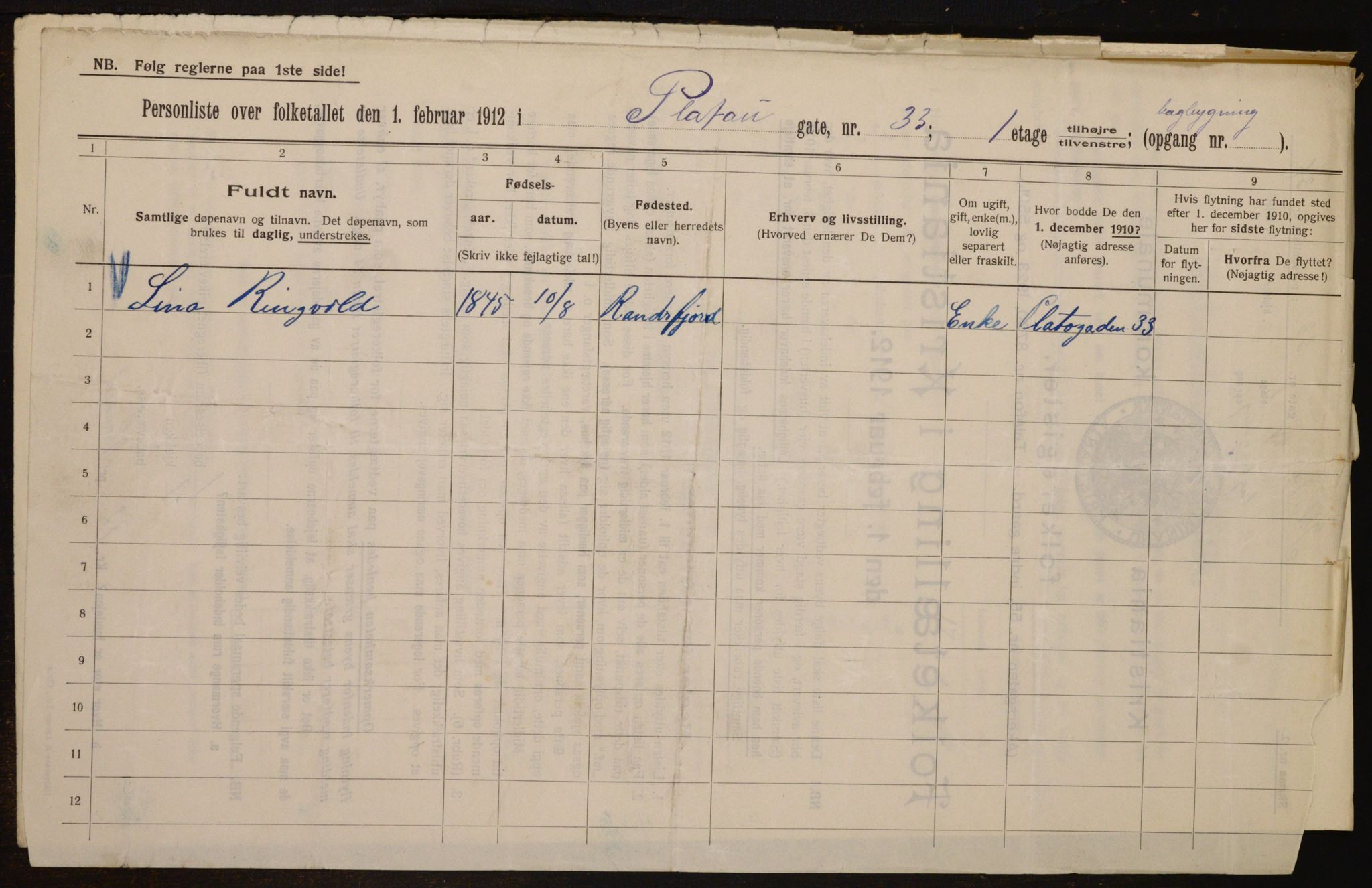 OBA, Municipal Census 1912 for Kristiania, 1912, p. 81377