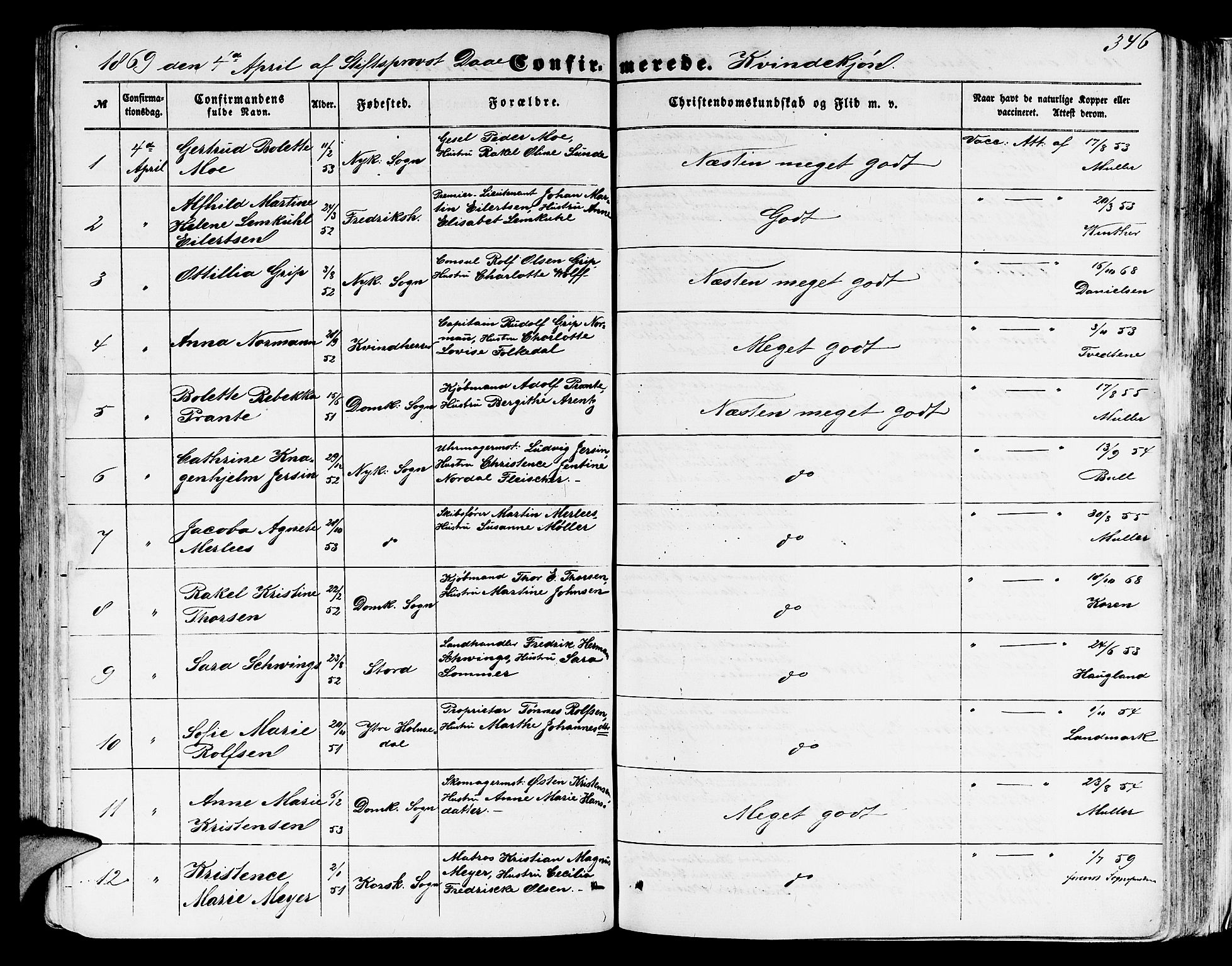 Domkirken sokneprestembete, SAB/A-74801/H/Hab/L0023: Parish register (copy) no. C 3, 1854-1880, p. 346