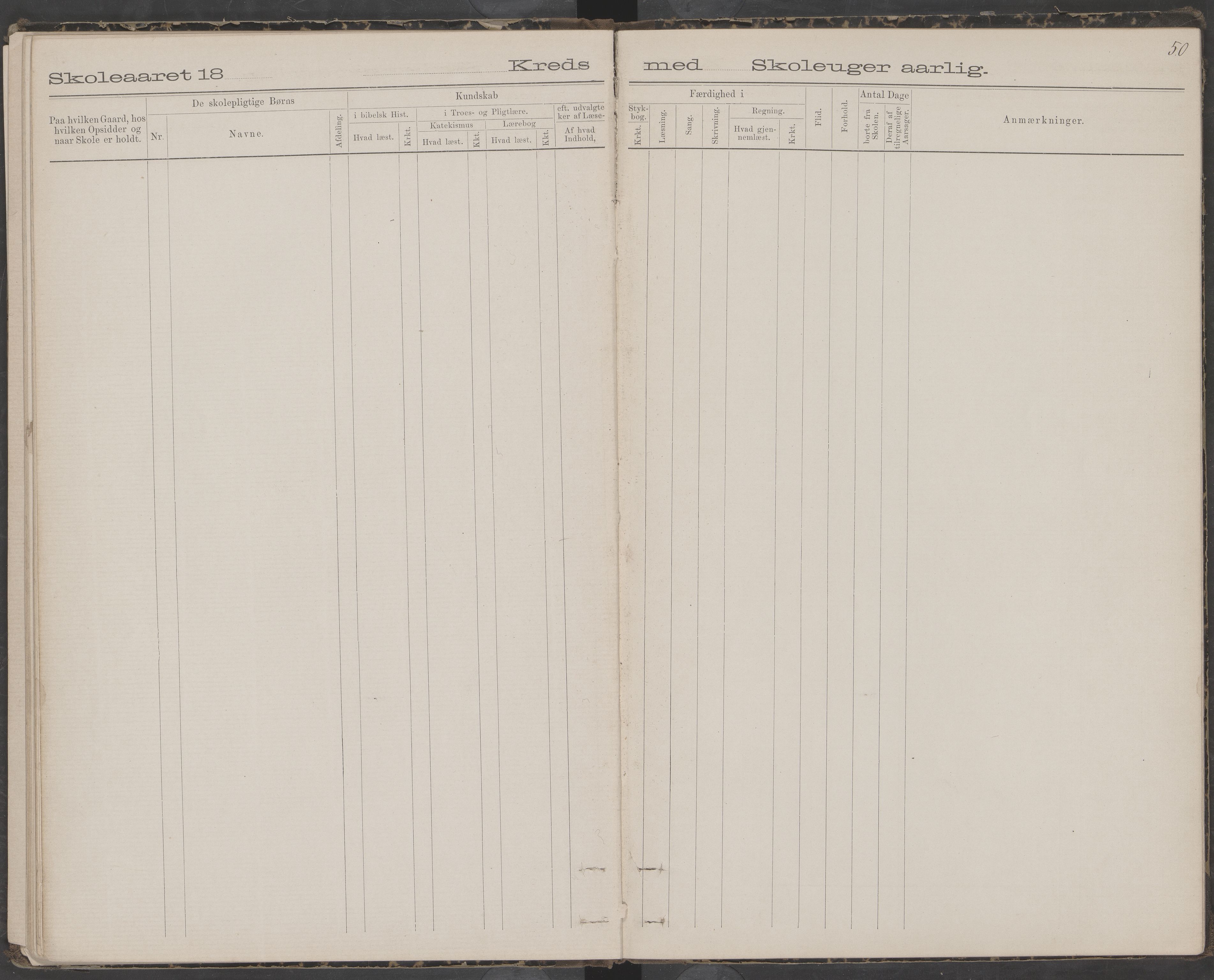 Dønna kommune. Snekkevik skolekrets, AIN/K-18270.510.07/442/L0002: Skoleprotokoll, 1888-1893