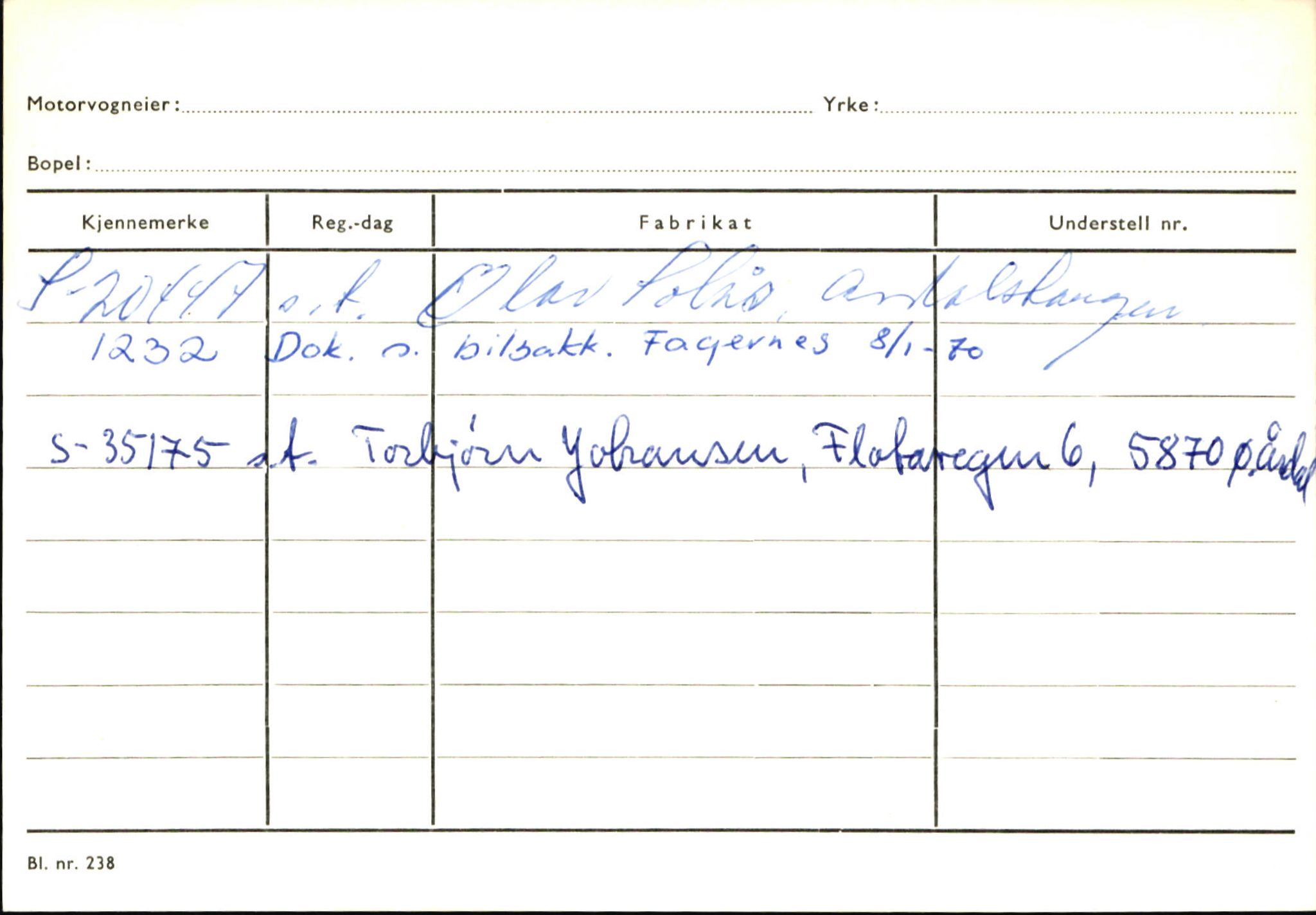 Statens vegvesen, Sogn og Fjordane vegkontor, SAB/A-5301/4/F/L0146: Registerkort Årdal R-Å samt diverse kort, 1945-1975, p. 767