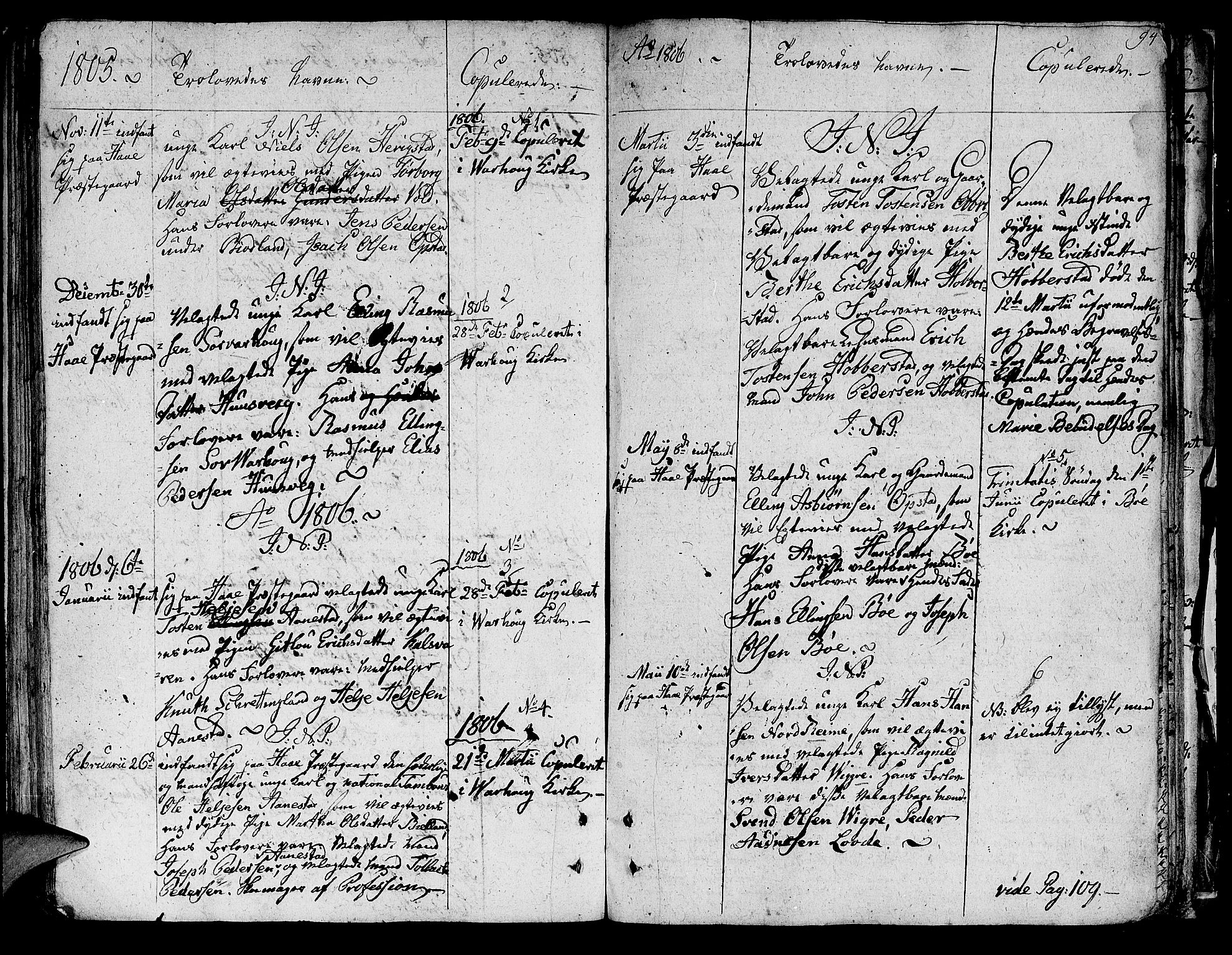 Hå sokneprestkontor, SAST/A-101801/001/30BA/L0001: Parish register (official) no. A 1, 1787-1812, p. 94