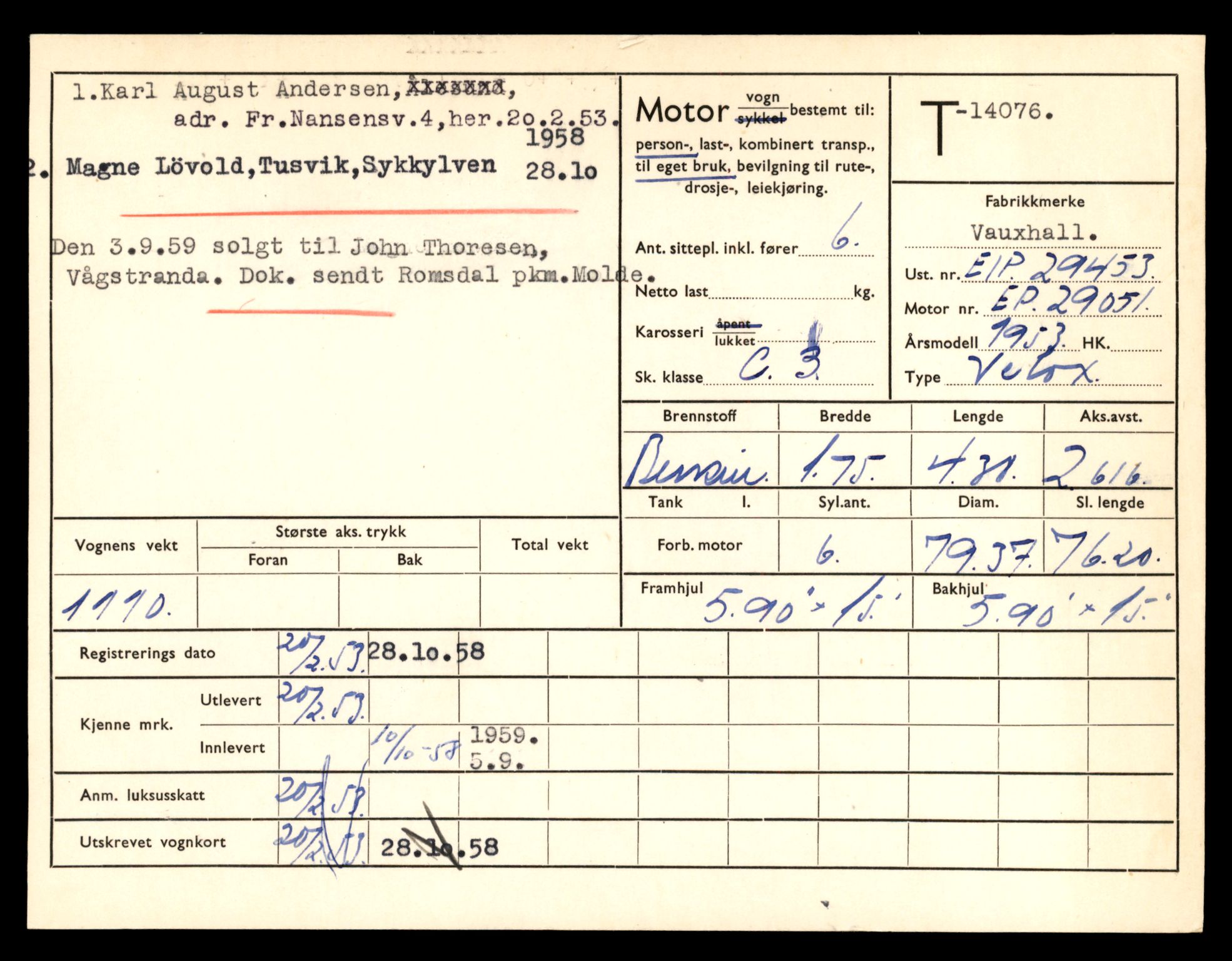 Møre og Romsdal vegkontor - Ålesund trafikkstasjon, AV/SAT-A-4099/F/Fe/L0042: Registreringskort for kjøretøy T 13906 - T 14079, 1927-1998, p. 3093