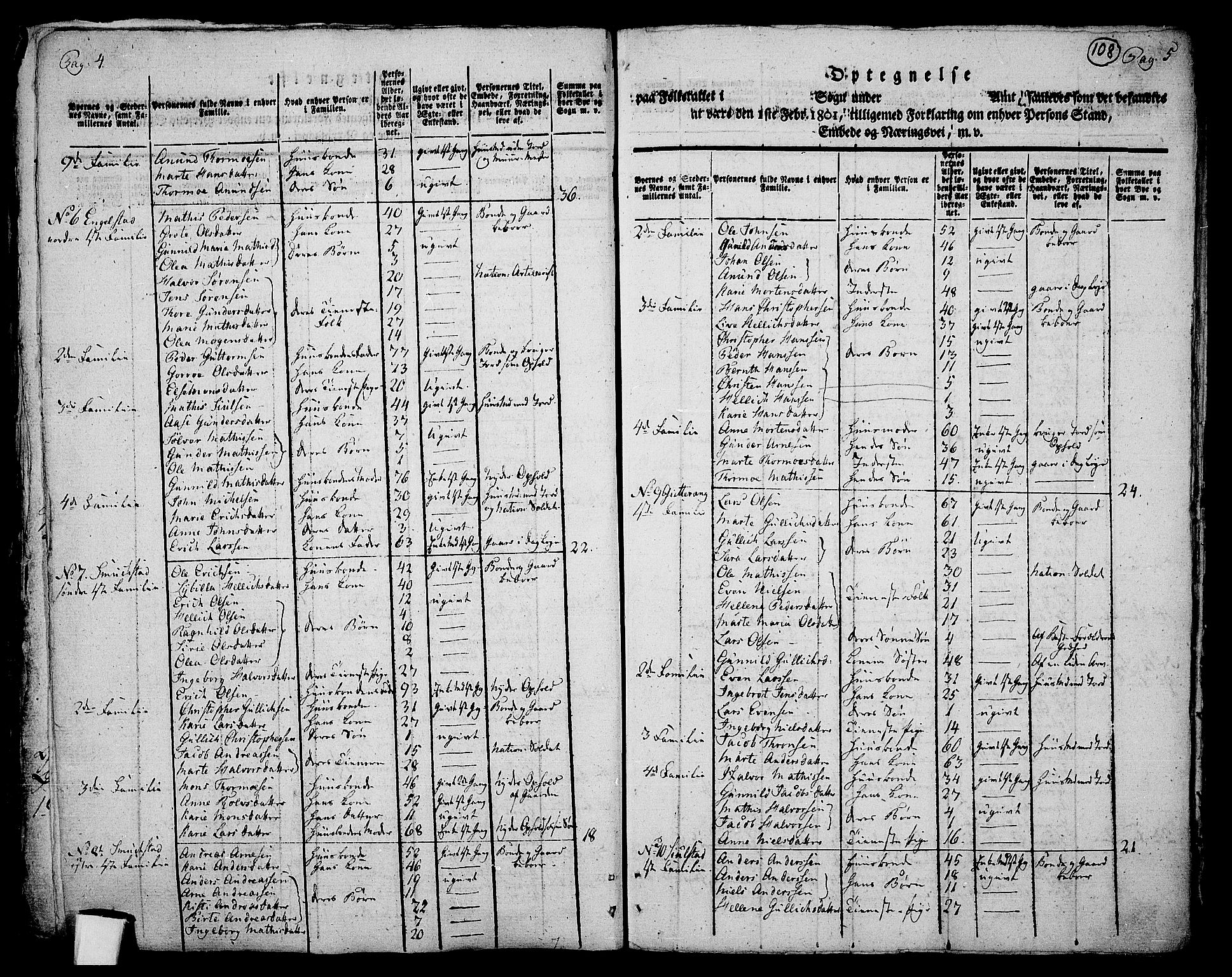 RA, 1801 census for 0728P Lardal, 1801, p. 107b-108a