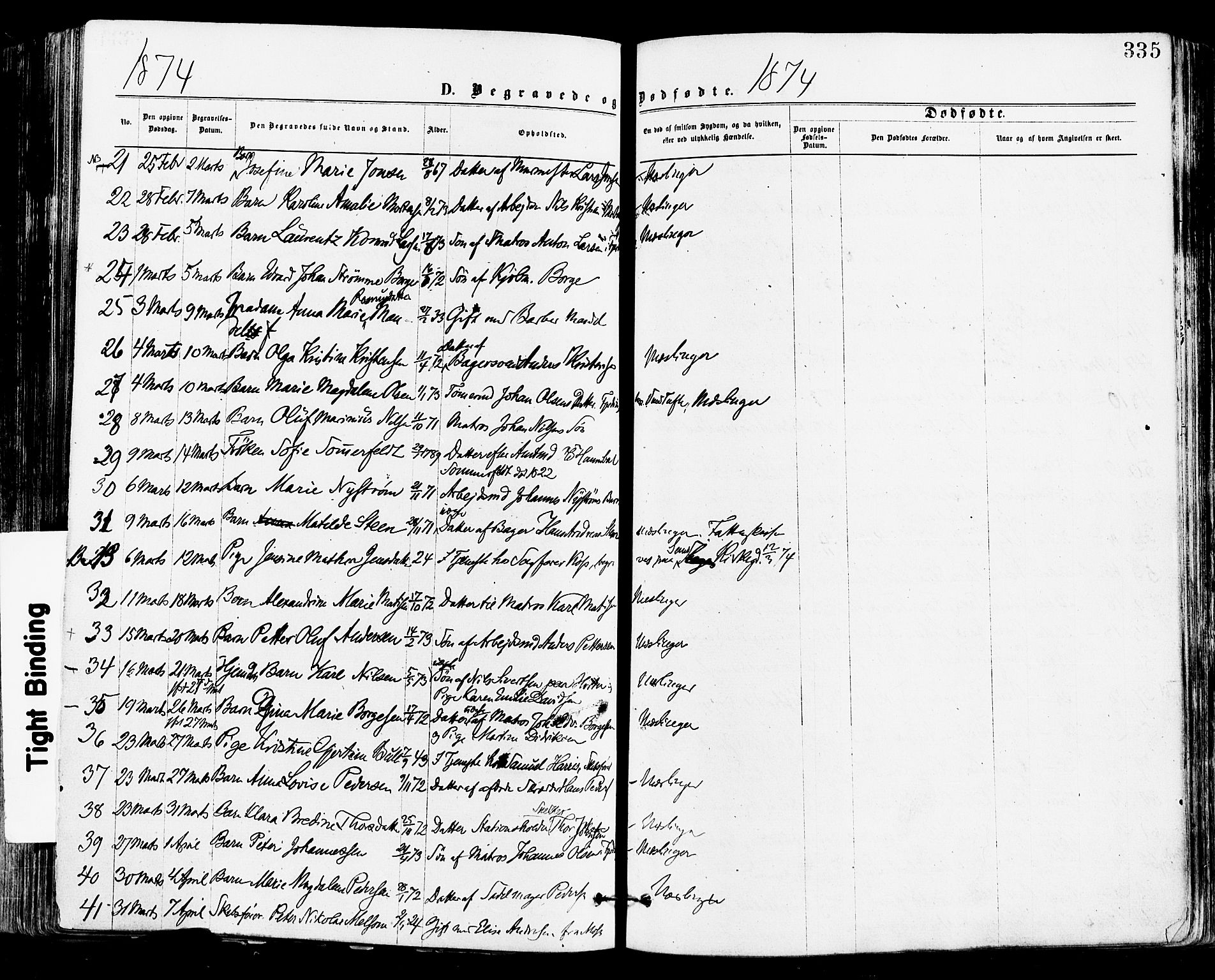 Tønsberg kirkebøker, AV/SAKO-A-330/F/Fa/L0010: Parish register (official) no. I 10, 1874-1880, p. 335