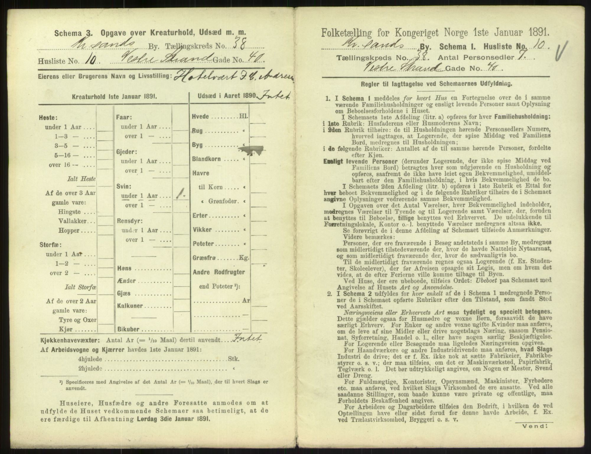 RA, 1891 census for 1001 Kristiansand, 1891, p. 2118