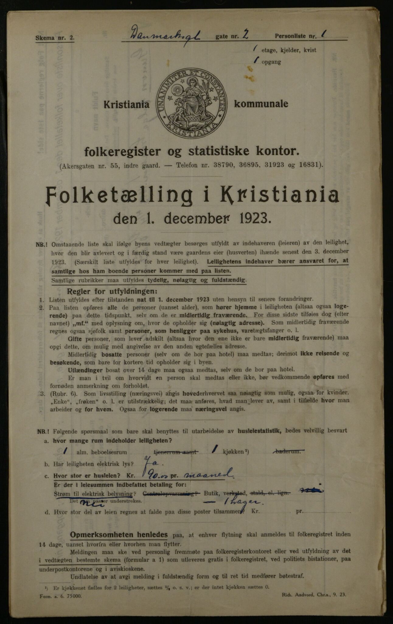 OBA, Municipal Census 1923 for Kristiania, 1923, p. 16383