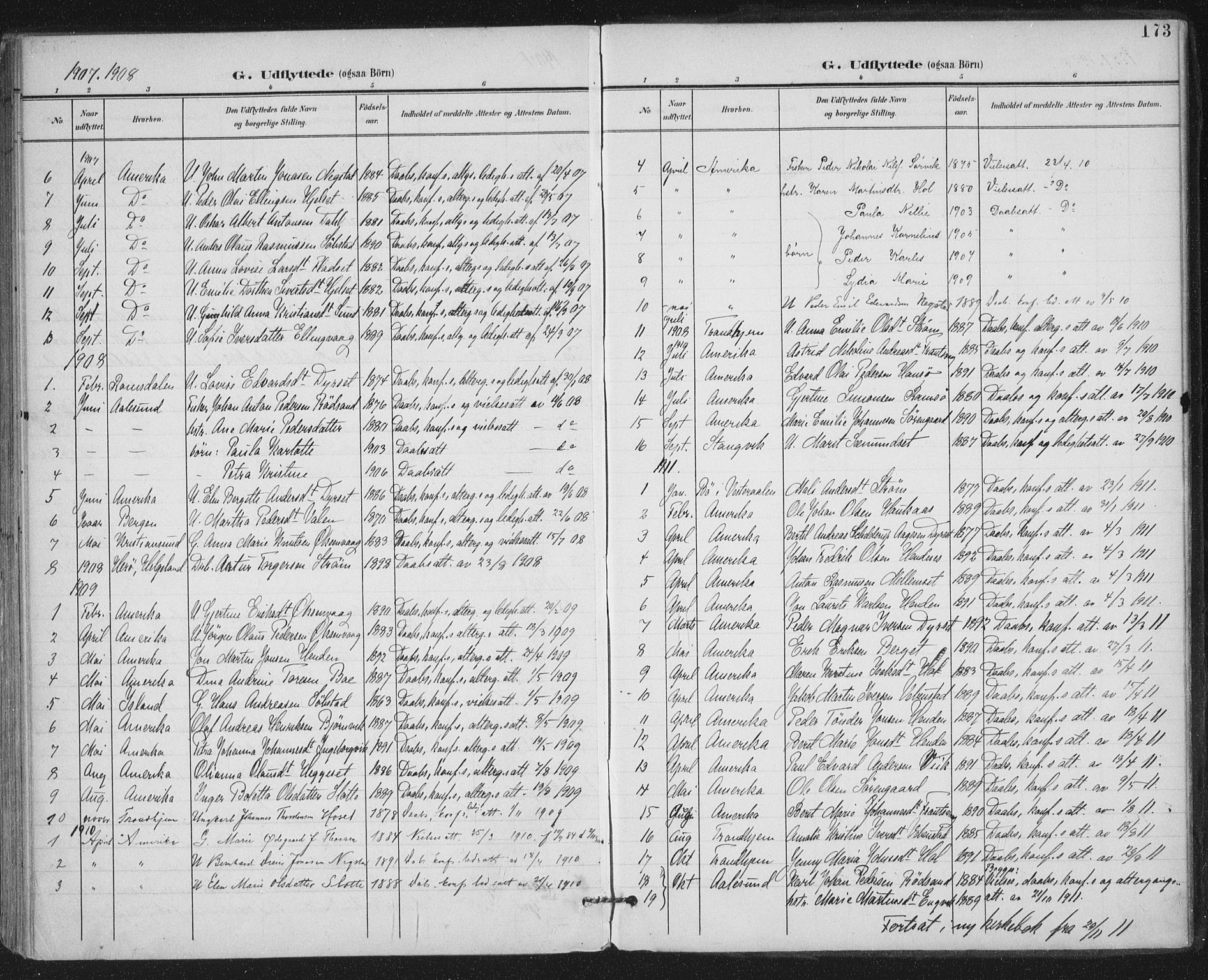 Ministerialprotokoller, klokkerbøker og fødselsregistre - Møre og Romsdal, AV/SAT-A-1454/569/L0820: Parish register (official) no. 569A06, 1900-1911, p. 173
