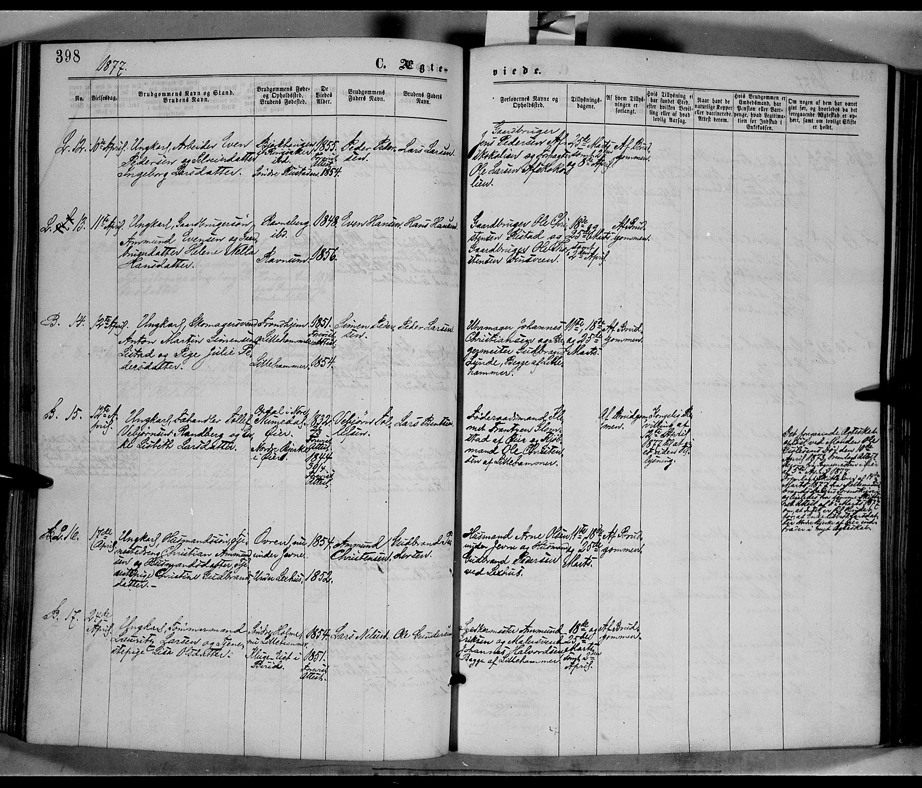 Fåberg prestekontor, SAH/PREST-086/H/Ha/Haa/L0007: Parish register (official) no. 7, 1868-1878, p. 398