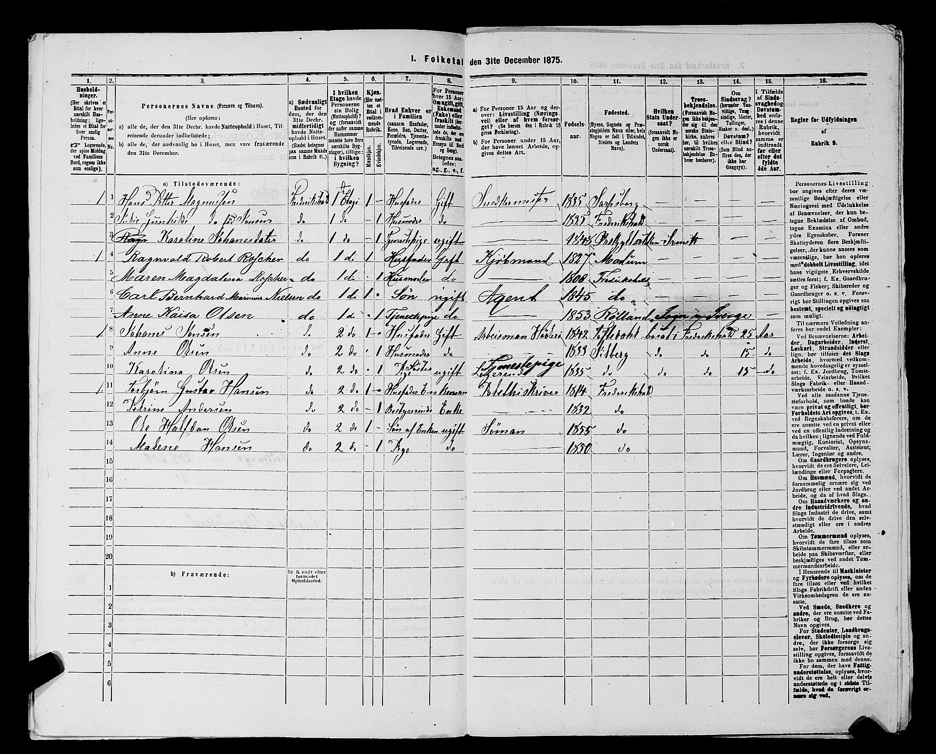 RA, 1875 census for 0101P Fredrikshald, 1875, p. 194