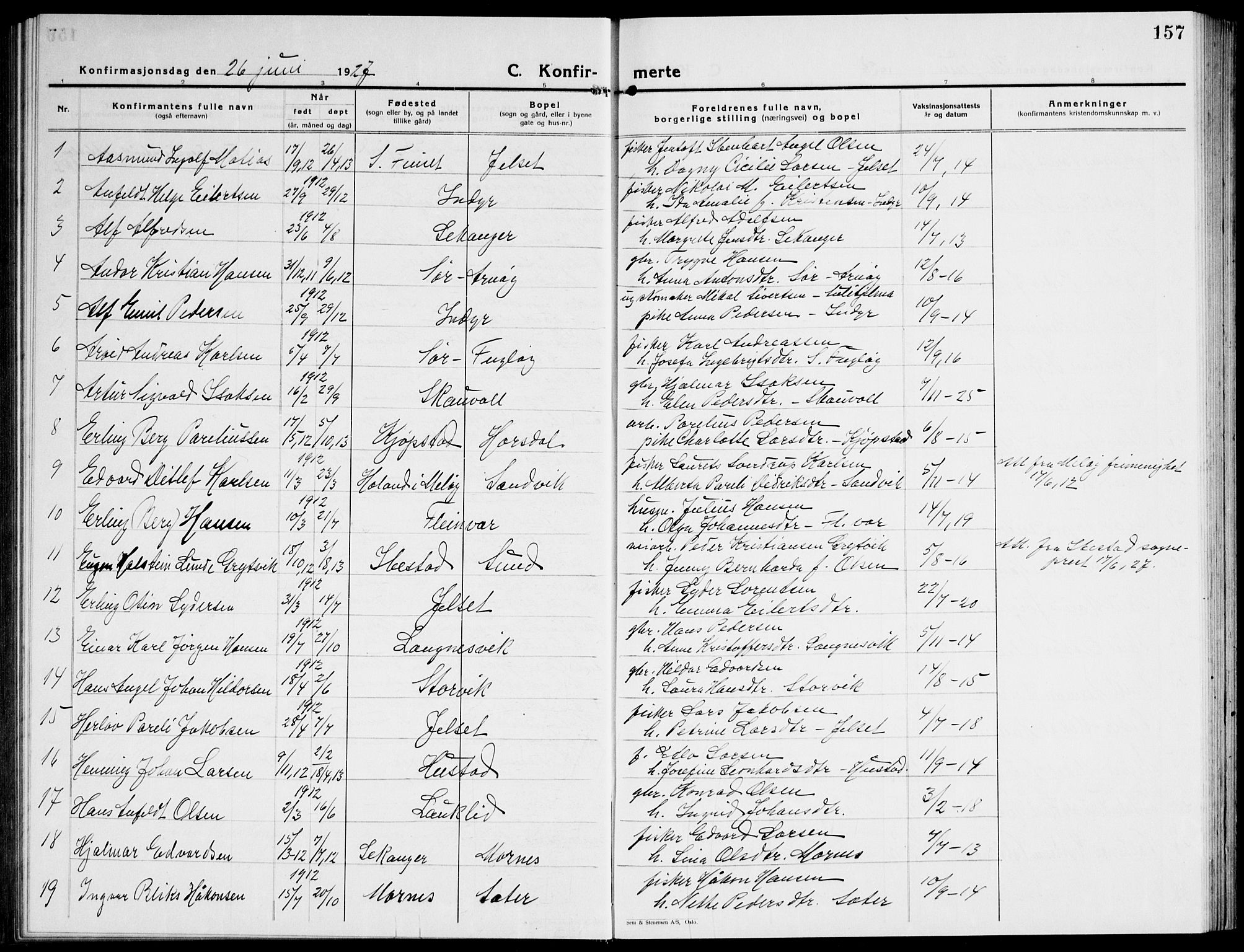 Ministerialprotokoller, klokkerbøker og fødselsregistre - Nordland, AV/SAT-A-1459/805/L0111: Parish register (copy) no. 805C07, 1925-1943, p. 157