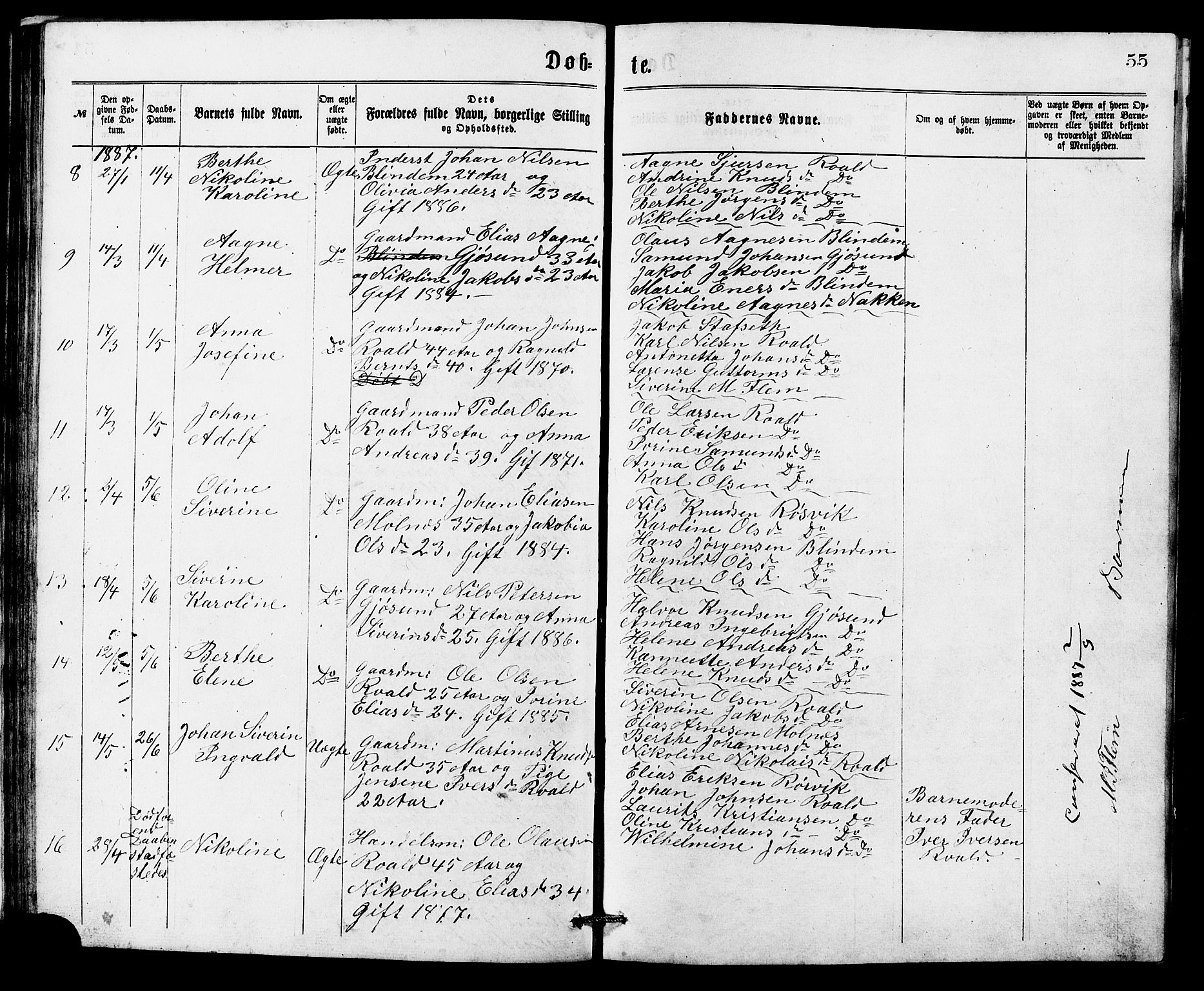 Ministerialprotokoller, klokkerbøker og fødselsregistre - Møre og Romsdal, AV/SAT-A-1454/537/L0521: Parish register (copy) no. 537C02, 1869-1888, p. 55