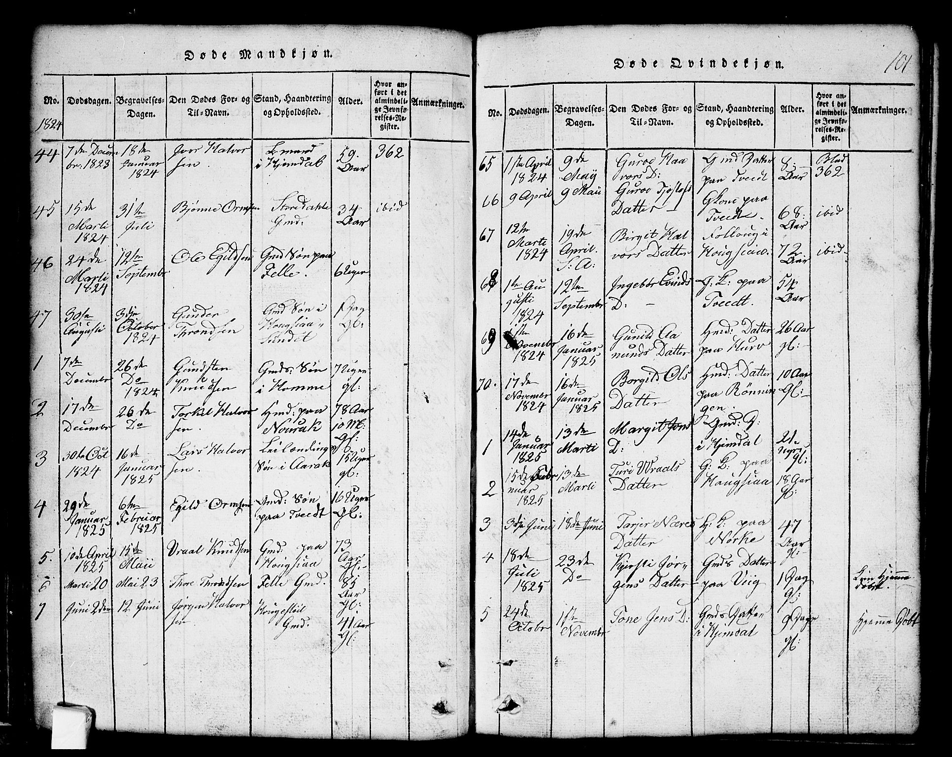 Nissedal kirkebøker, SAKO/A-288/G/Gb/L0001: Parish register (copy) no. II 1, 1814-1862, p. 101