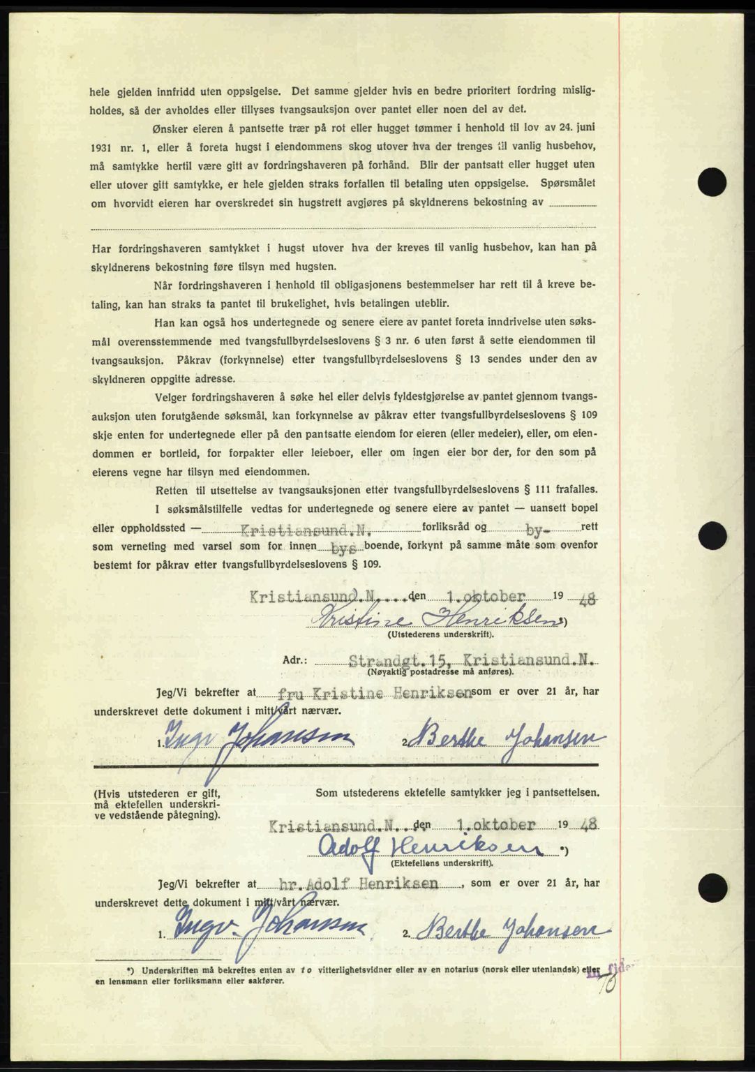 Kristiansund byfogd, AV/SAT-A-4587/A/27: Mortgage book no. 44, 1947-1948, Diary no: : 1381/1948