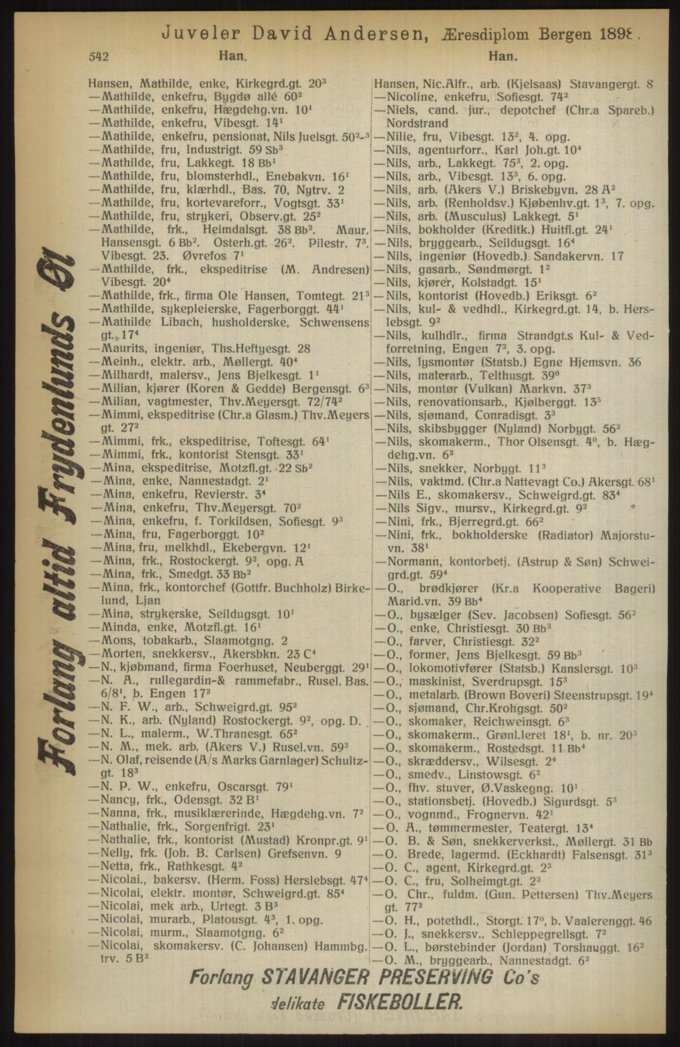 Kristiania/Oslo adressebok, PUBL/-, 1914, p. 542
