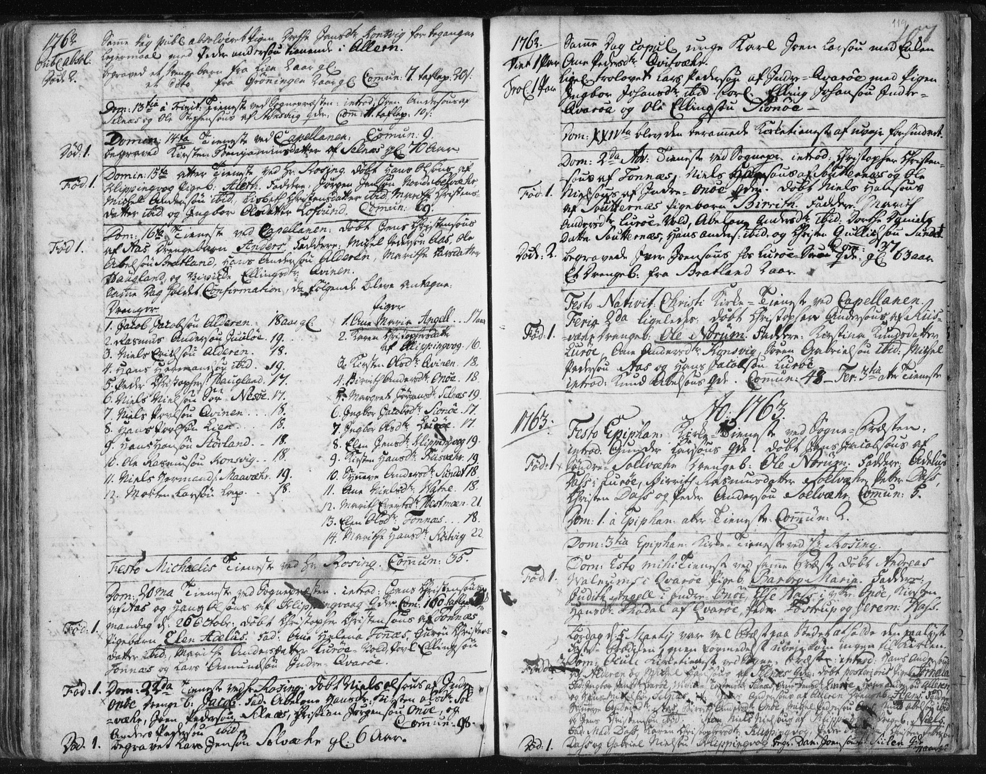 Ministerialprotokoller, klokkerbøker og fødselsregistre - Nordland, SAT/A-1459/841/L0587: Parish register (official) no. 841A02 /3, 1760-1767, p. 119