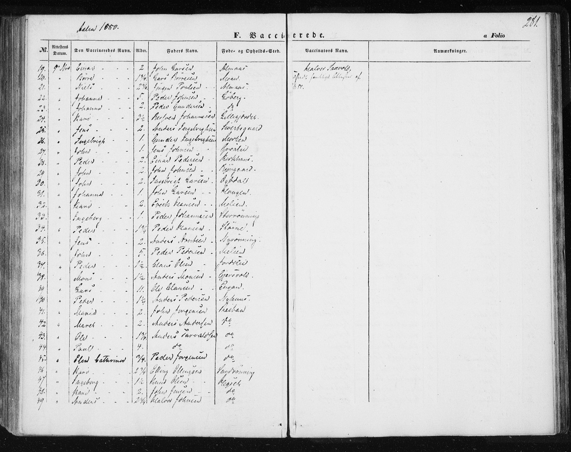 Ministerialprotokoller, klokkerbøker og fødselsregistre - Sør-Trøndelag, SAT/A-1456/685/L0965: Parish register (official) no. 685A06 /3, 1846-1859, p. 281