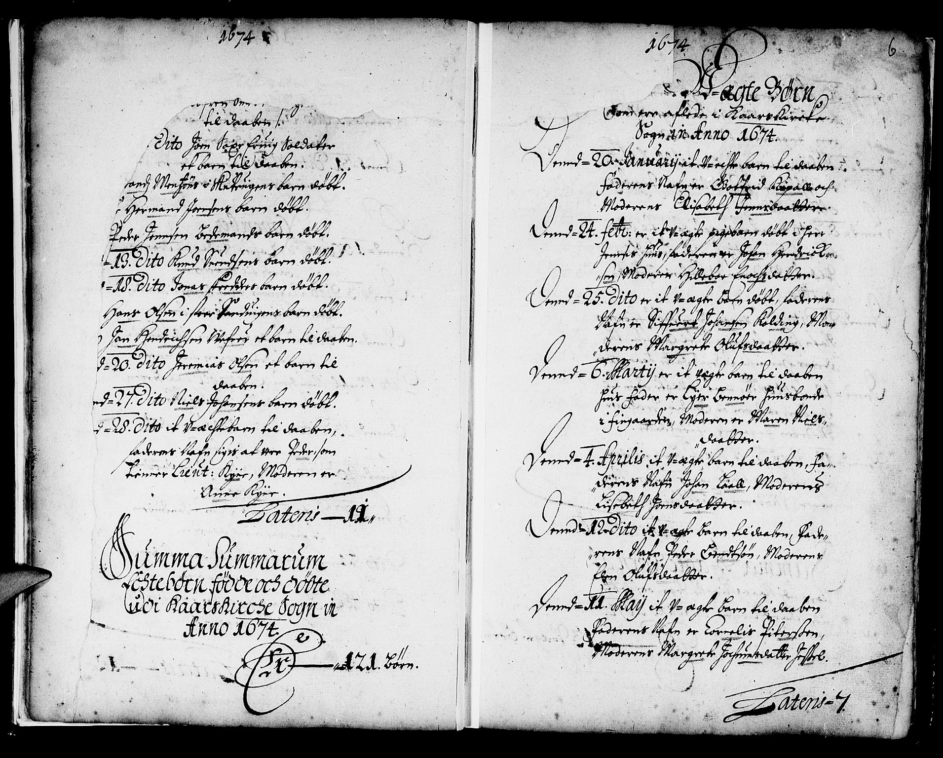 Korskirken sokneprestembete, SAB/A-76101/H/Haa/L0001: Parish register (official) no. A 1, 1674-1688, p. 6