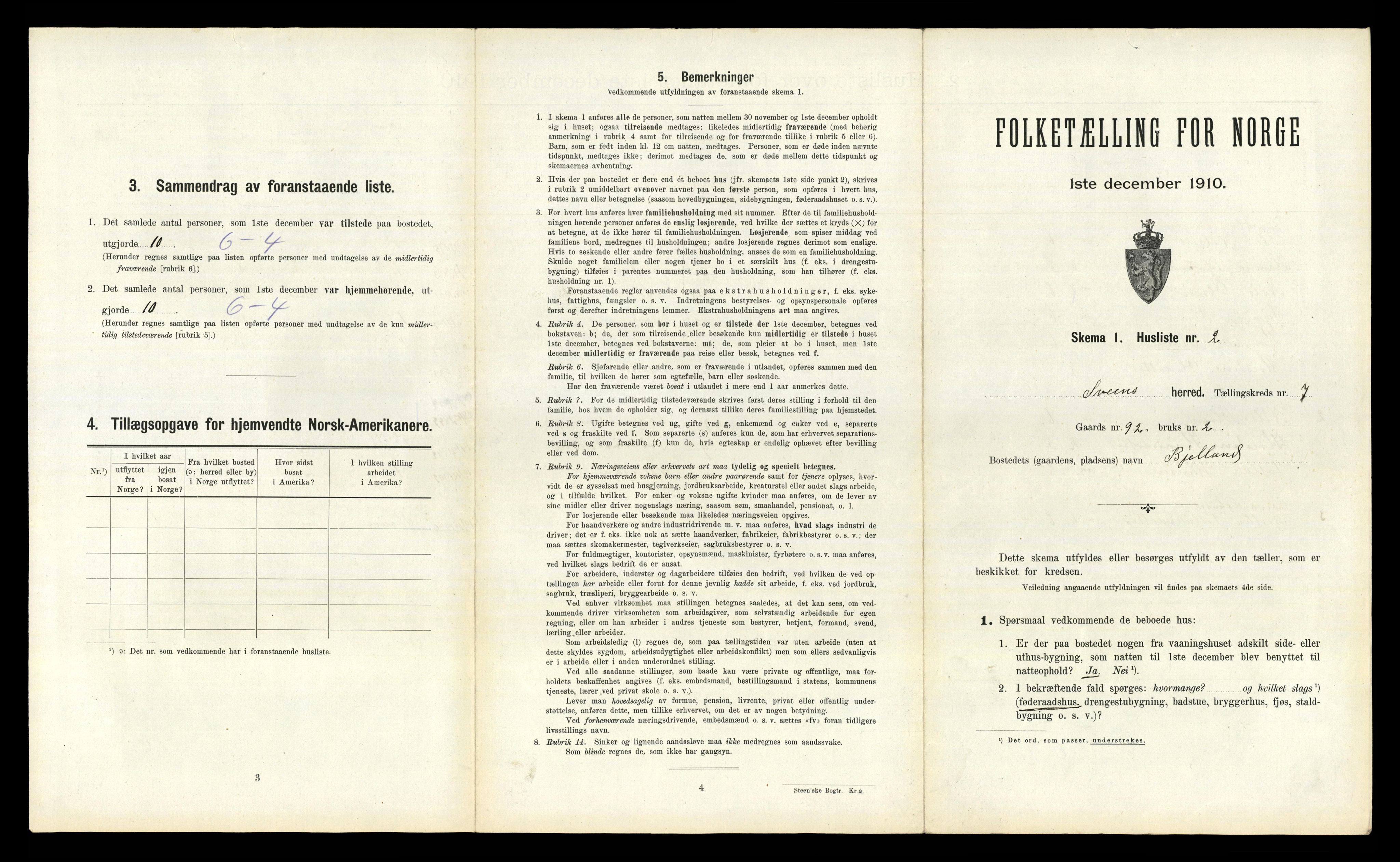 RA, 1910 census for Sveio, 1910, p. 642