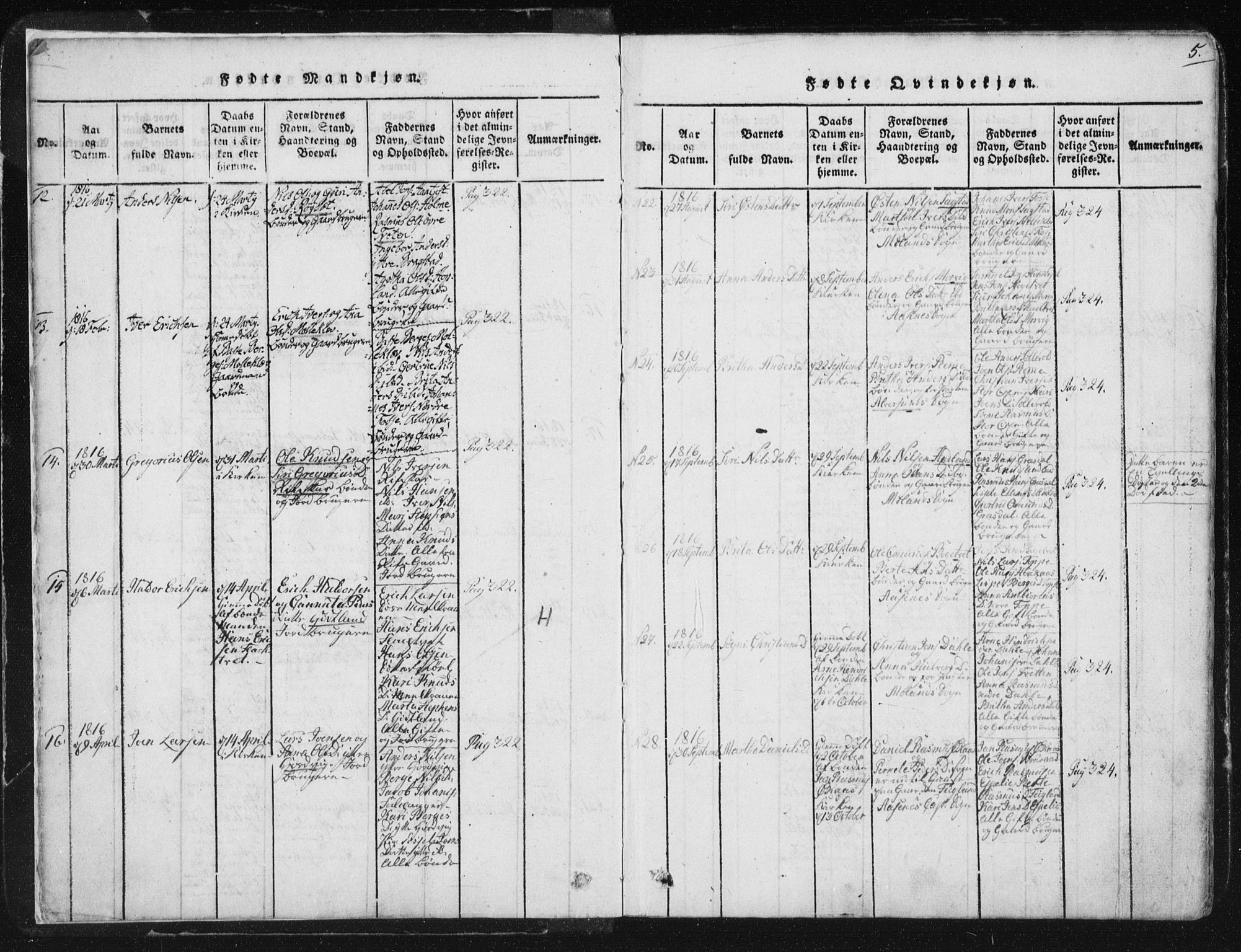 Hamre sokneprestembete, AV/SAB-A-75501/H/Ha/Haa/Haaa/L0010: Parish register (official) no. A 10, 1816-1826, p. 5