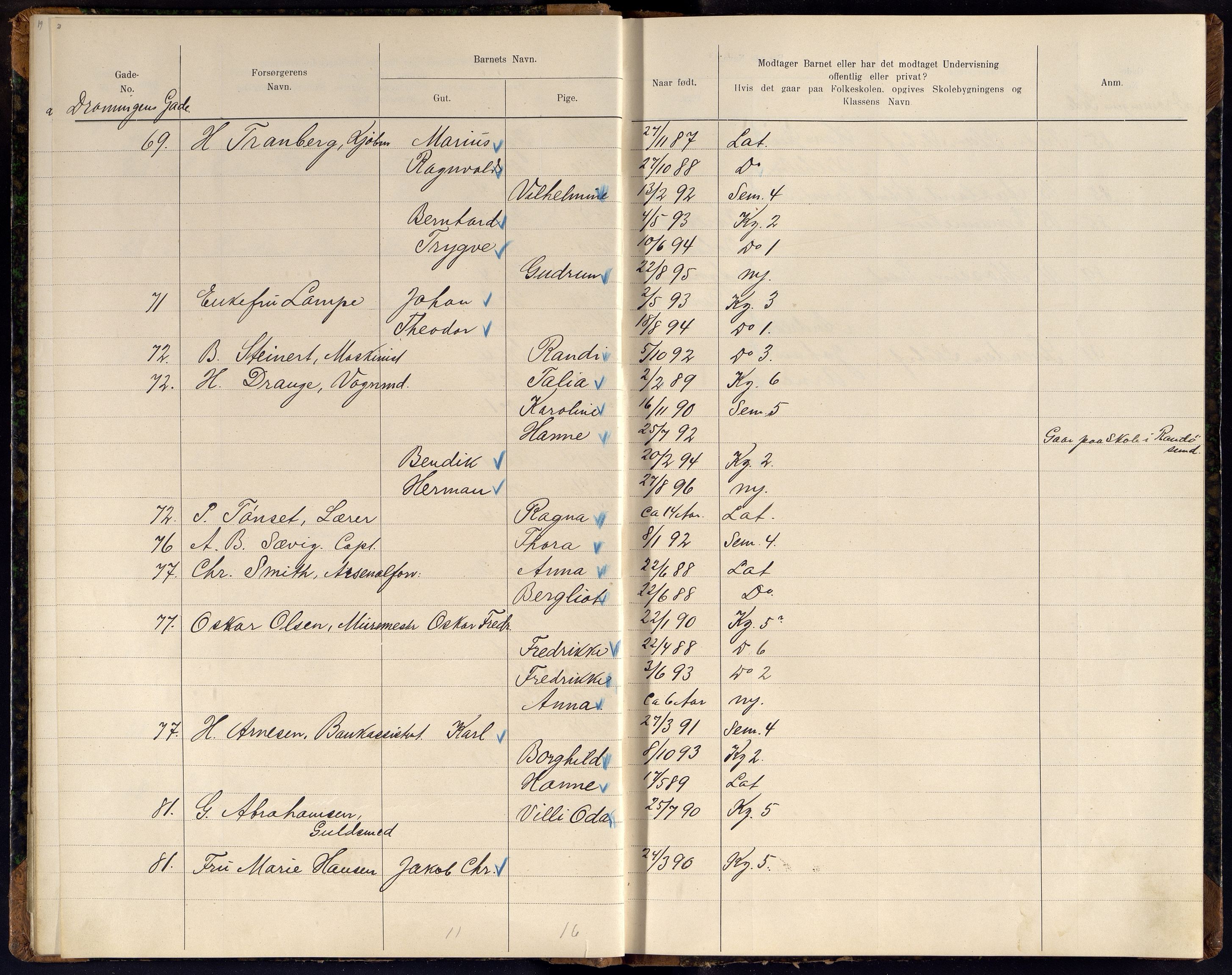 Kristiansand By - Skolekommisjonen/ -Styret, ARKSOR/1001KG510/J/Jb/L0011: Barnetelling, 1902, p. 21-22