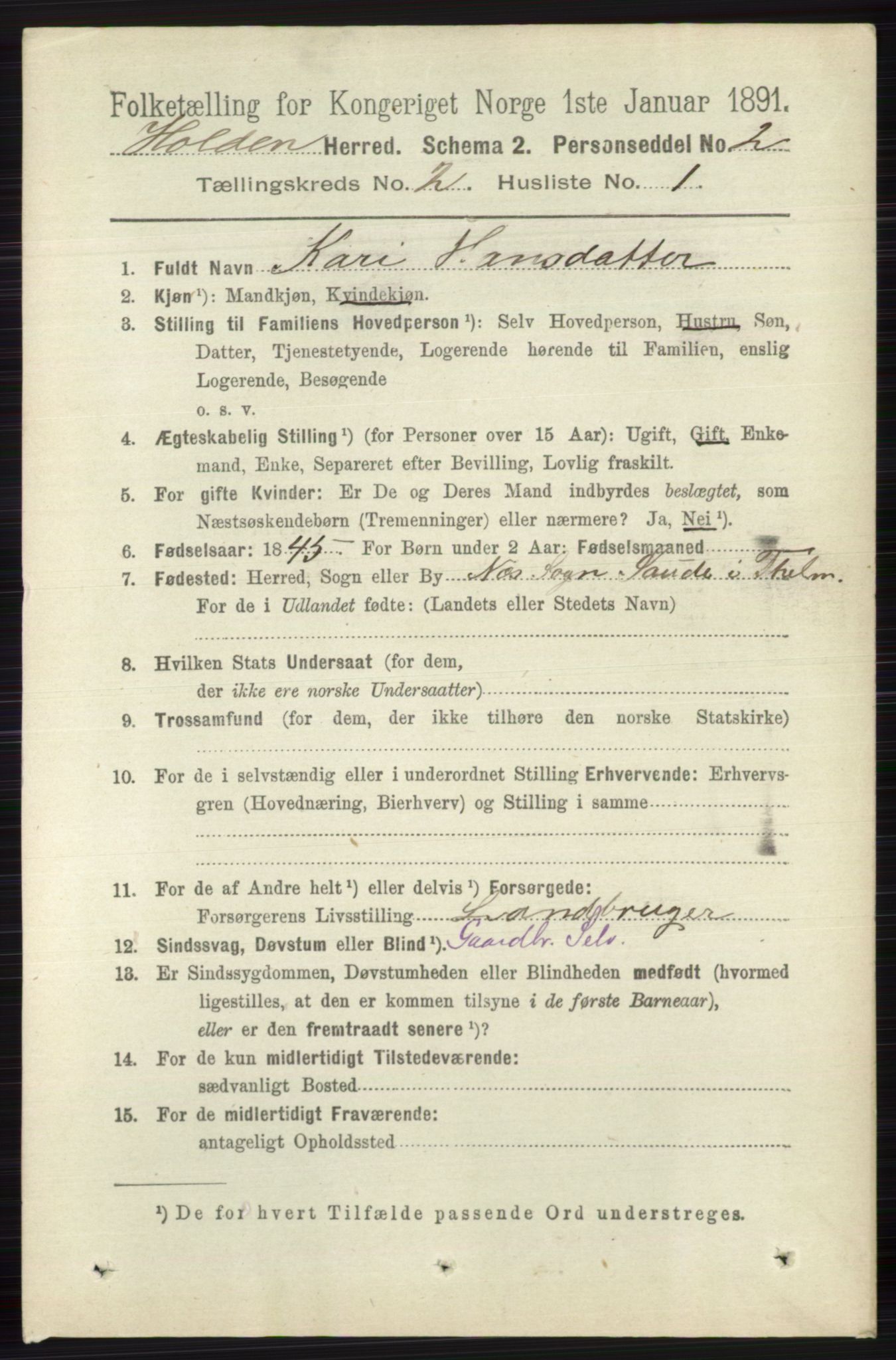 RA, 1891 census for 0819 Holla, 1891, p. 694