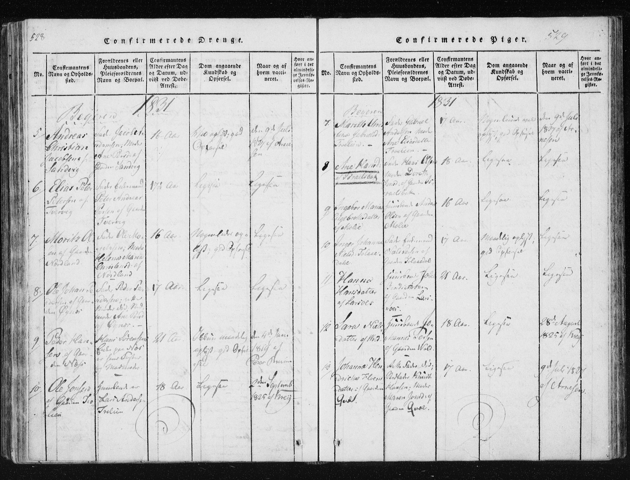 Ministerialprotokoller, klokkerbøker og fødselsregistre - Nordland, SAT/A-1459/805/L0096: Parish register (official) no. 805A03, 1820-1837, p. 528-529