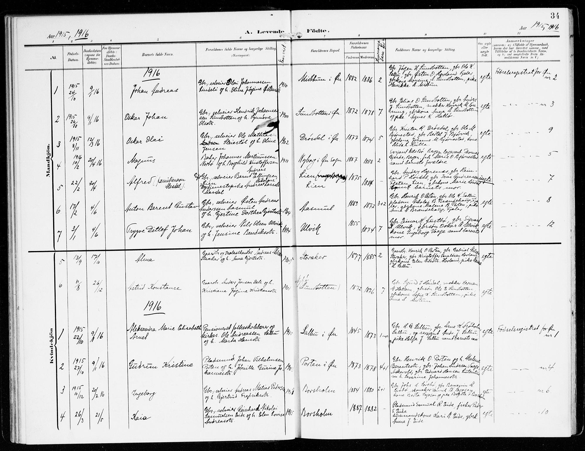 Hyllestad sokneprestembete, SAB/A-80401: Parish register (official) no. D 2, 1905-1919, p. 34