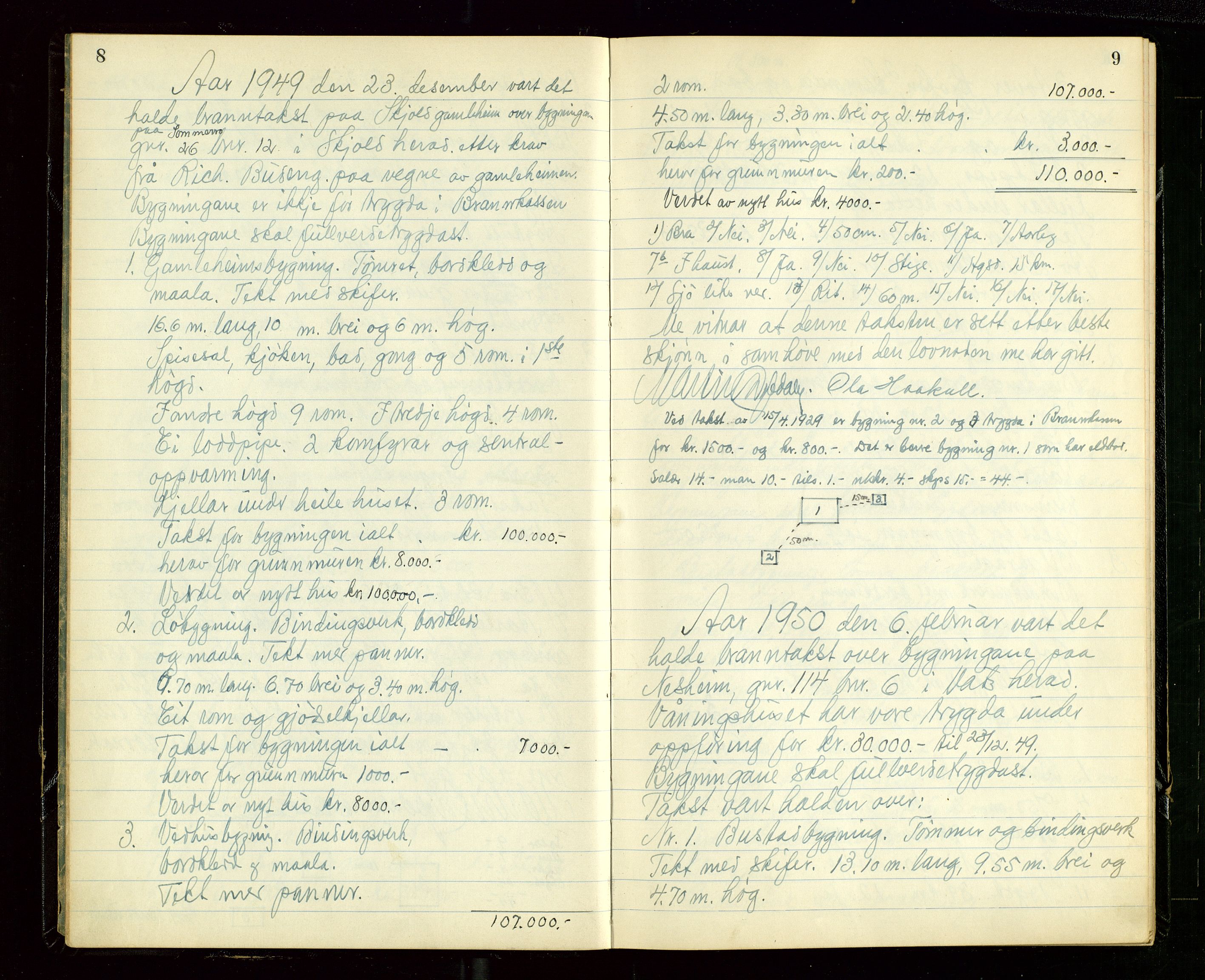 Skjold lensmannskontor, AV/SAST-A-100182/Goa/L0003: "Branntakstprotokoll for Skjold lensmannsdistrikt", 1949-1953, p. 8-9