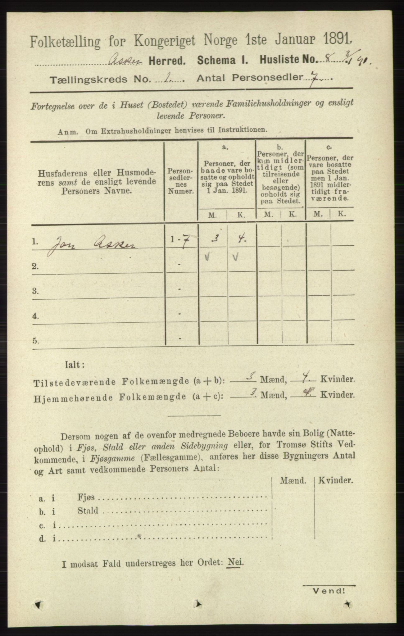 RA, 1891 census for 0220 Asker, 1891, p. 34