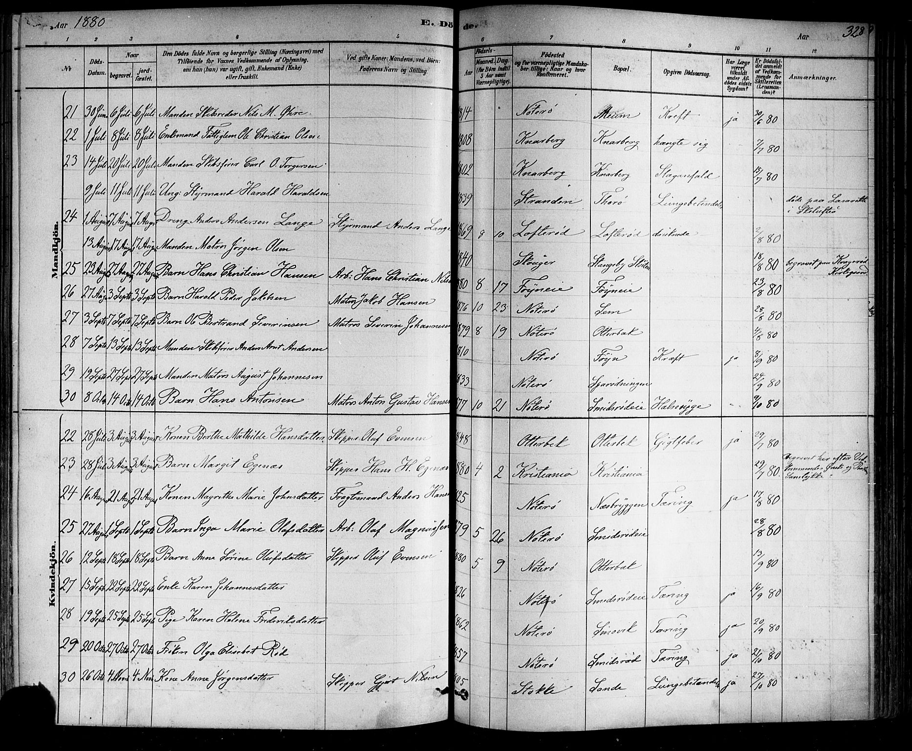 Nøtterøy kirkebøker, SAKO/A-354/F/Fa/L0008: Parish register (official) no. I 8, 1878-1893, p. 328