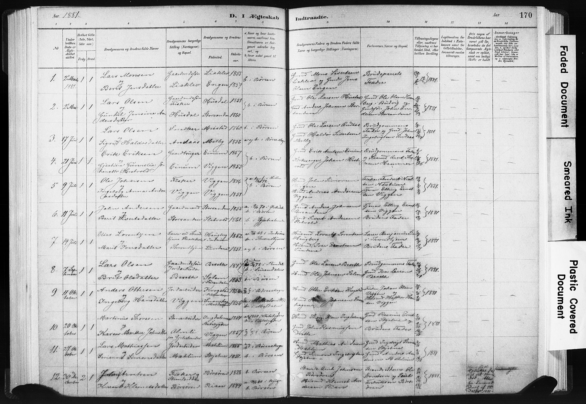 Ministerialprotokoller, klokkerbøker og fødselsregistre - Sør-Trøndelag, SAT/A-1456/665/L0773: Parish register (official) no. 665A08, 1879-1905, p. 170