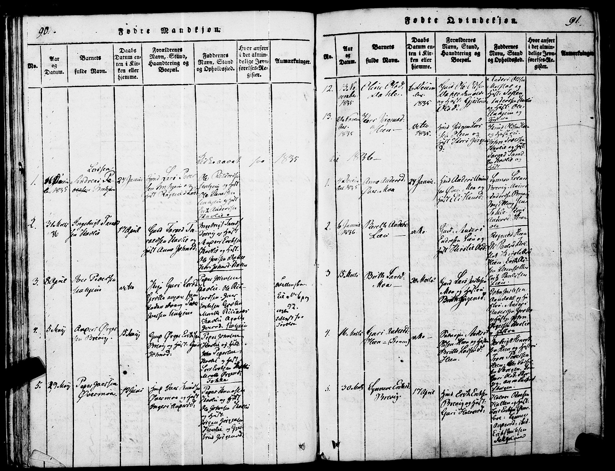 Ministerialprotokoller, klokkerbøker og fødselsregistre - Møre og Romsdal, AV/SAT-A-1454/545/L0585: Parish register (official) no. 545A01, 1818-1853, p. 90-91