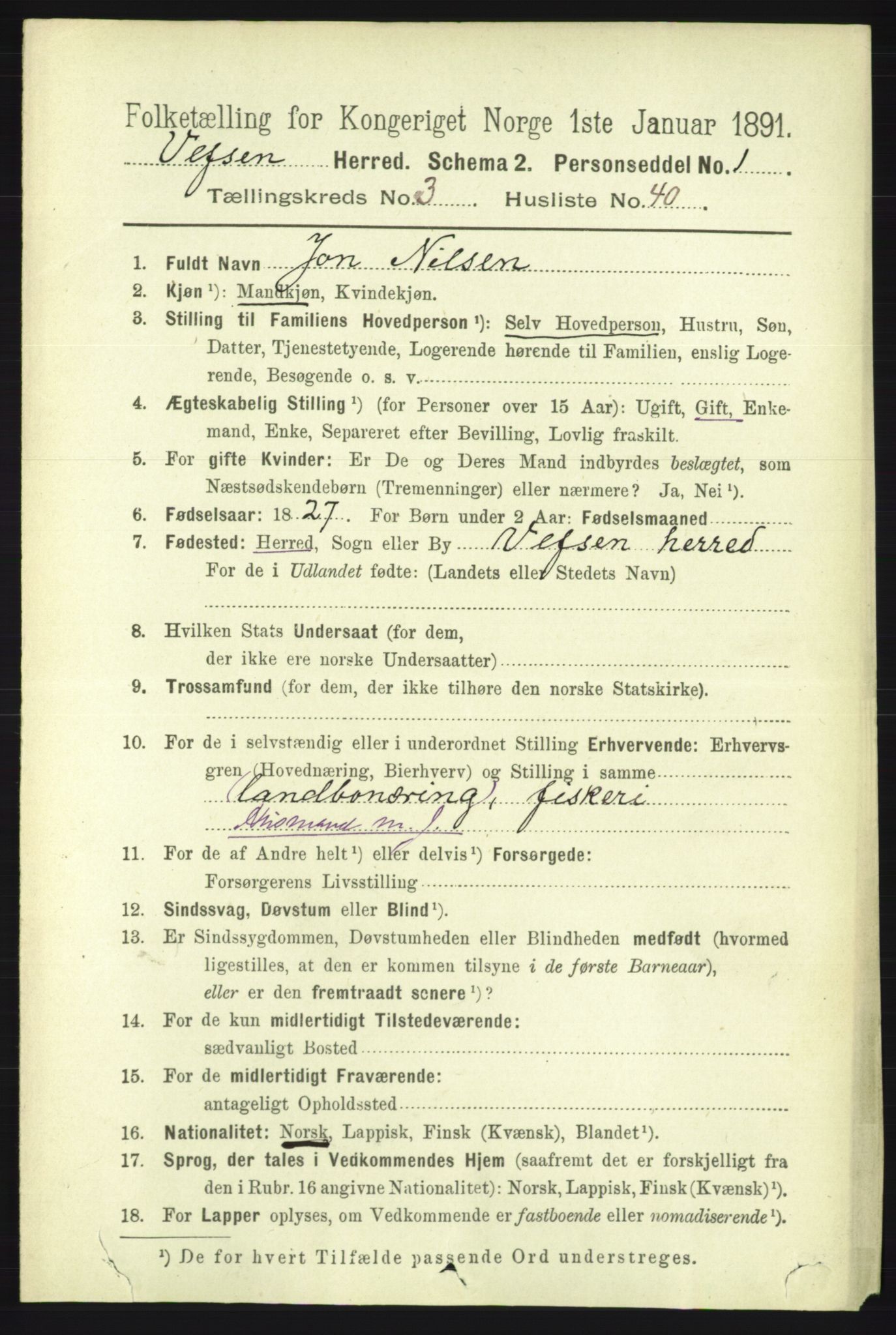 RA, 1891 census for 1824 Vefsn, 1891, p. 1557