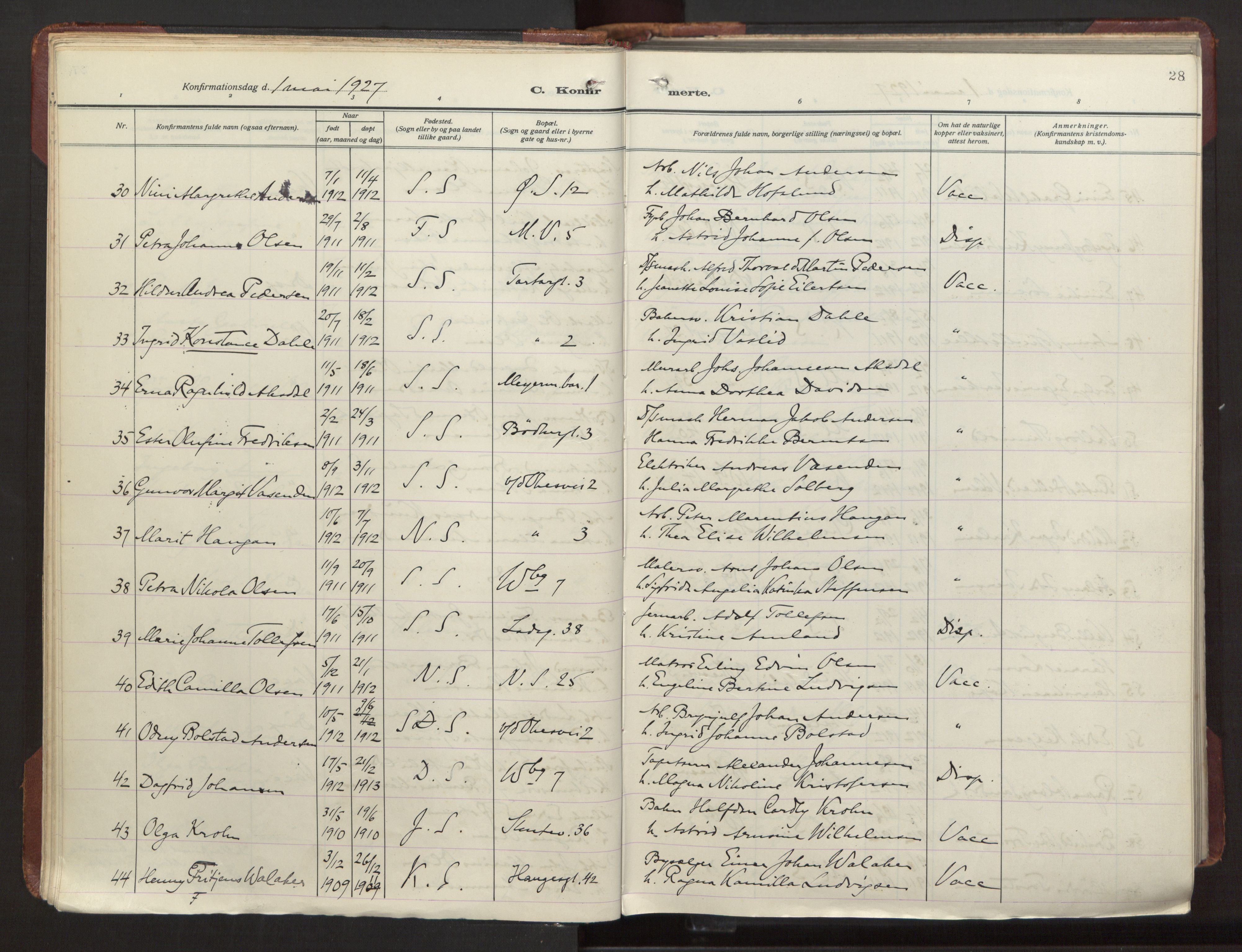 Sandviken Sokneprestembete, AV/SAB-A-77601/H/Ha/L0013: Parish register (official) no. C 4, 1926-1943, p. 28