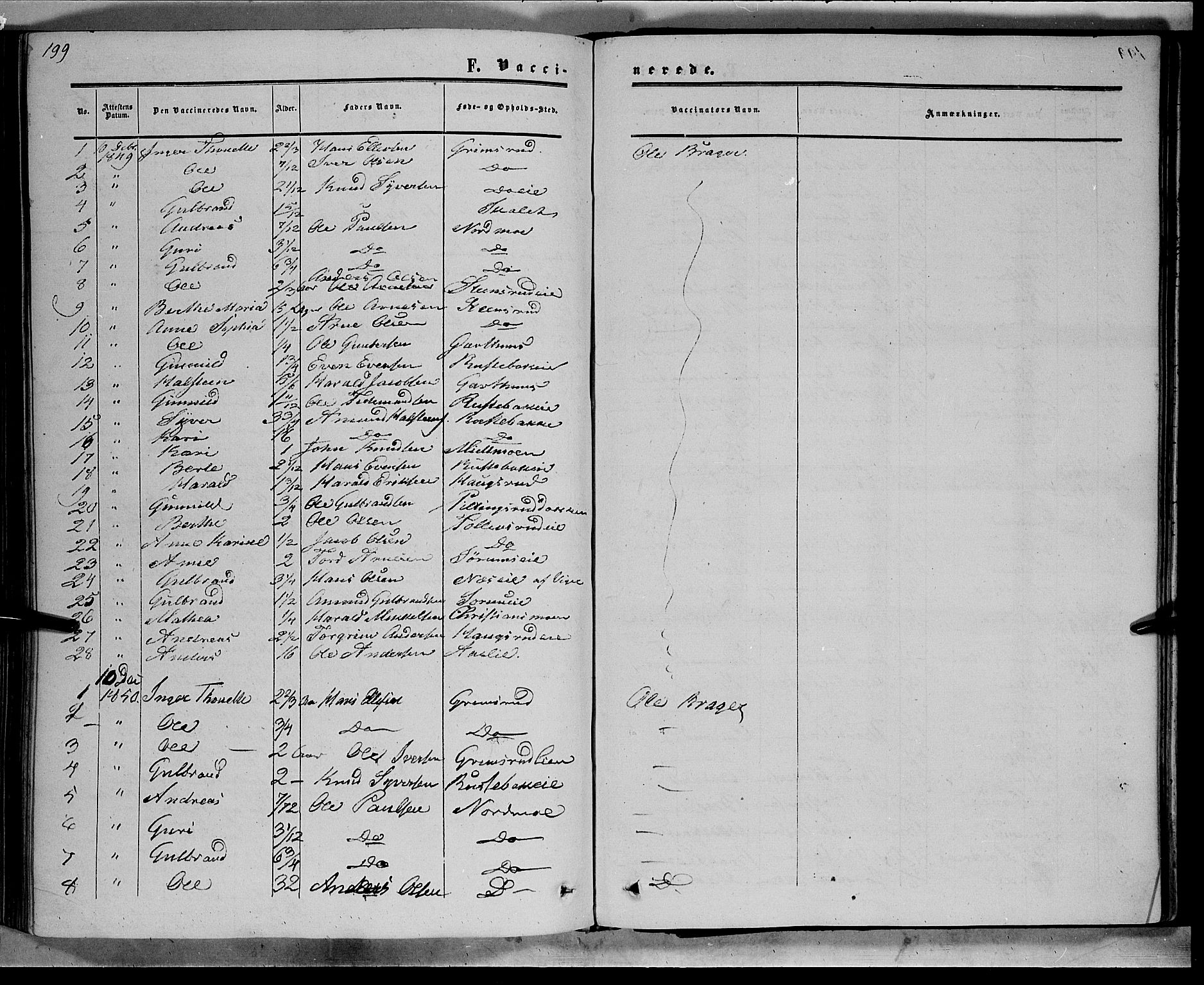 Sør-Aurdal prestekontor, SAH/PREST-128/H/Ha/Haa/L0007: Parish register (official) no. 7, 1849-1876, p. 199
