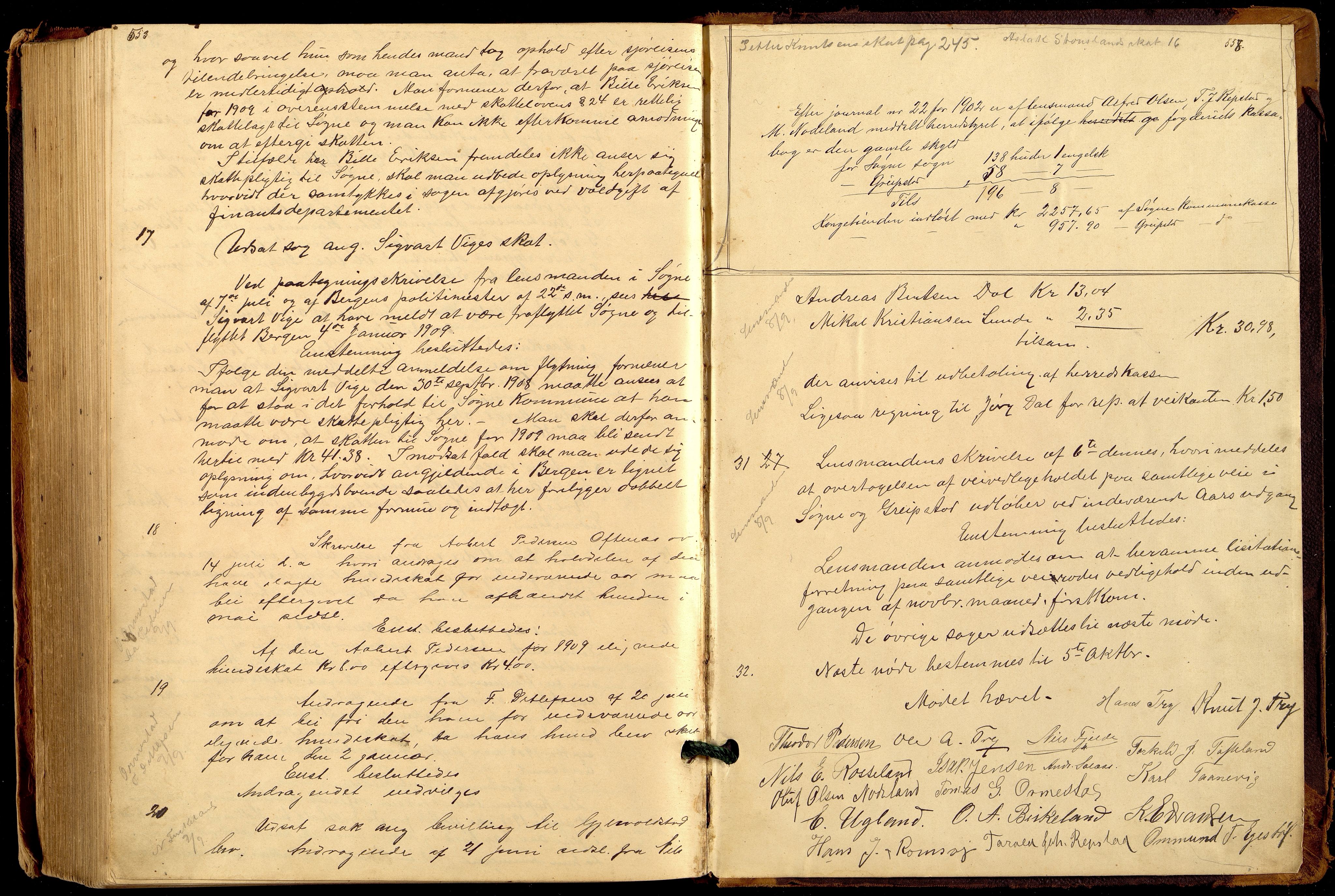 Søgne og Greipstad kommune - Formannskapet, ARKSOR/1018SG120/A/L0006: Møtebok (d), 1901-1909, p. 553-558