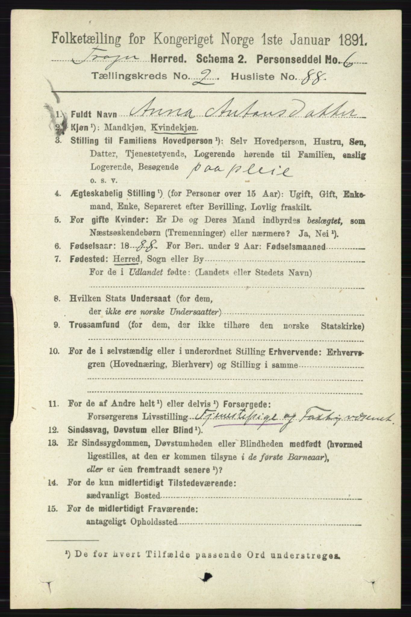 RA, 1891 census for 0215 Frogn, 1891, p. 1797