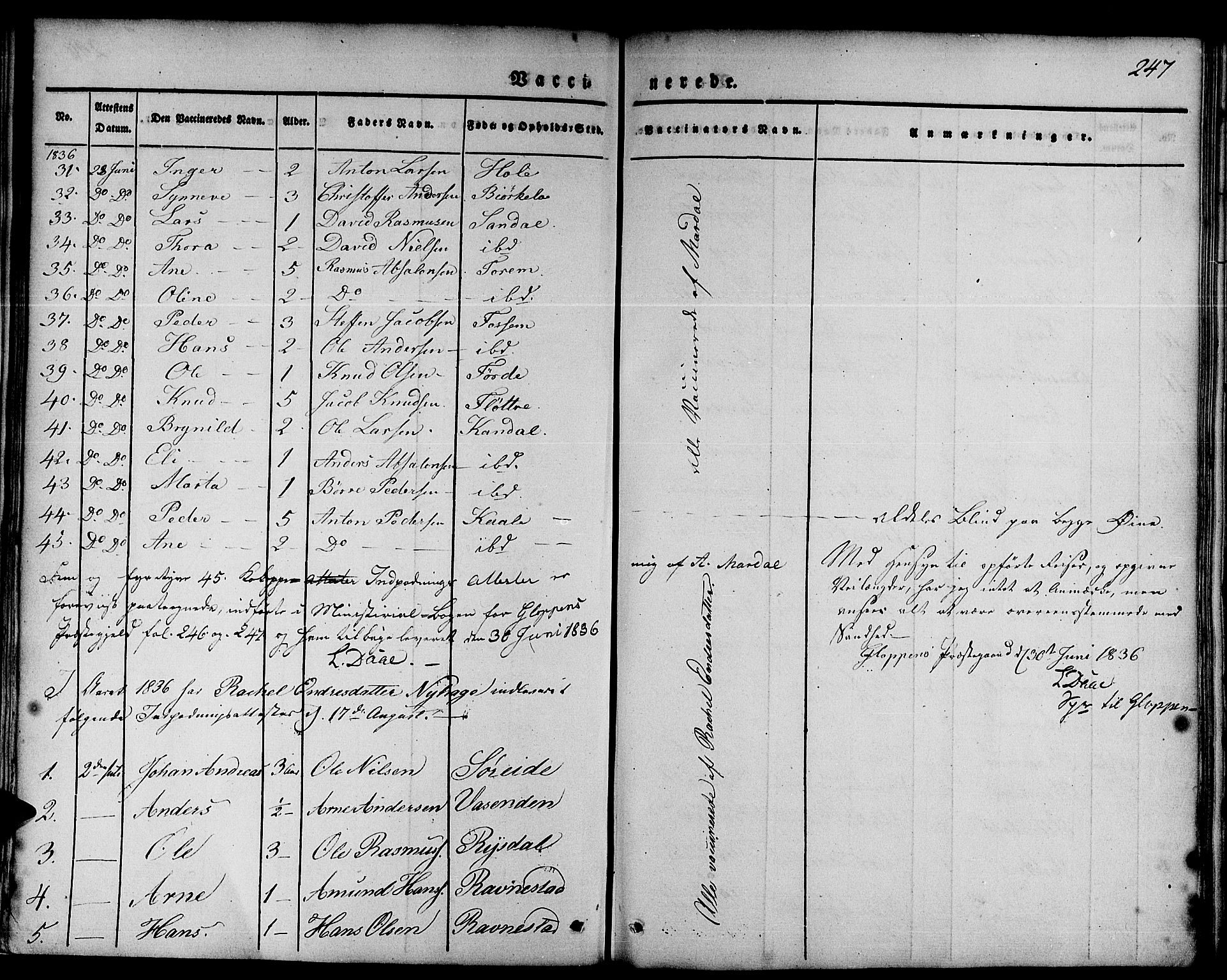 Gloppen sokneprestembete, SAB/A-80101/H/Haa/Haaa/L0007: Parish register (official) no. A 7, 1827-1837, p. 247