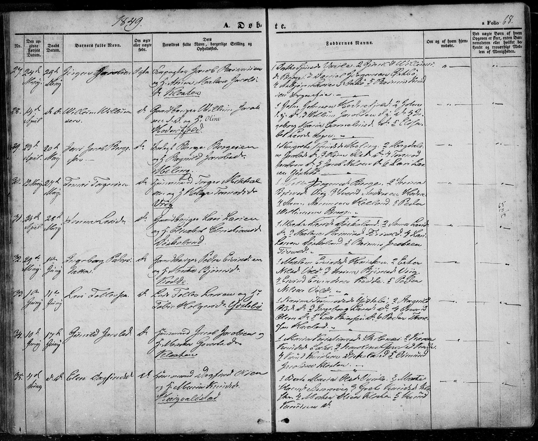 Rennesøy sokneprestkontor, AV/SAST-A -101827/H/Ha/Haa/L0005: Parish register (official) no. A 5, 1838-1859, p. 68